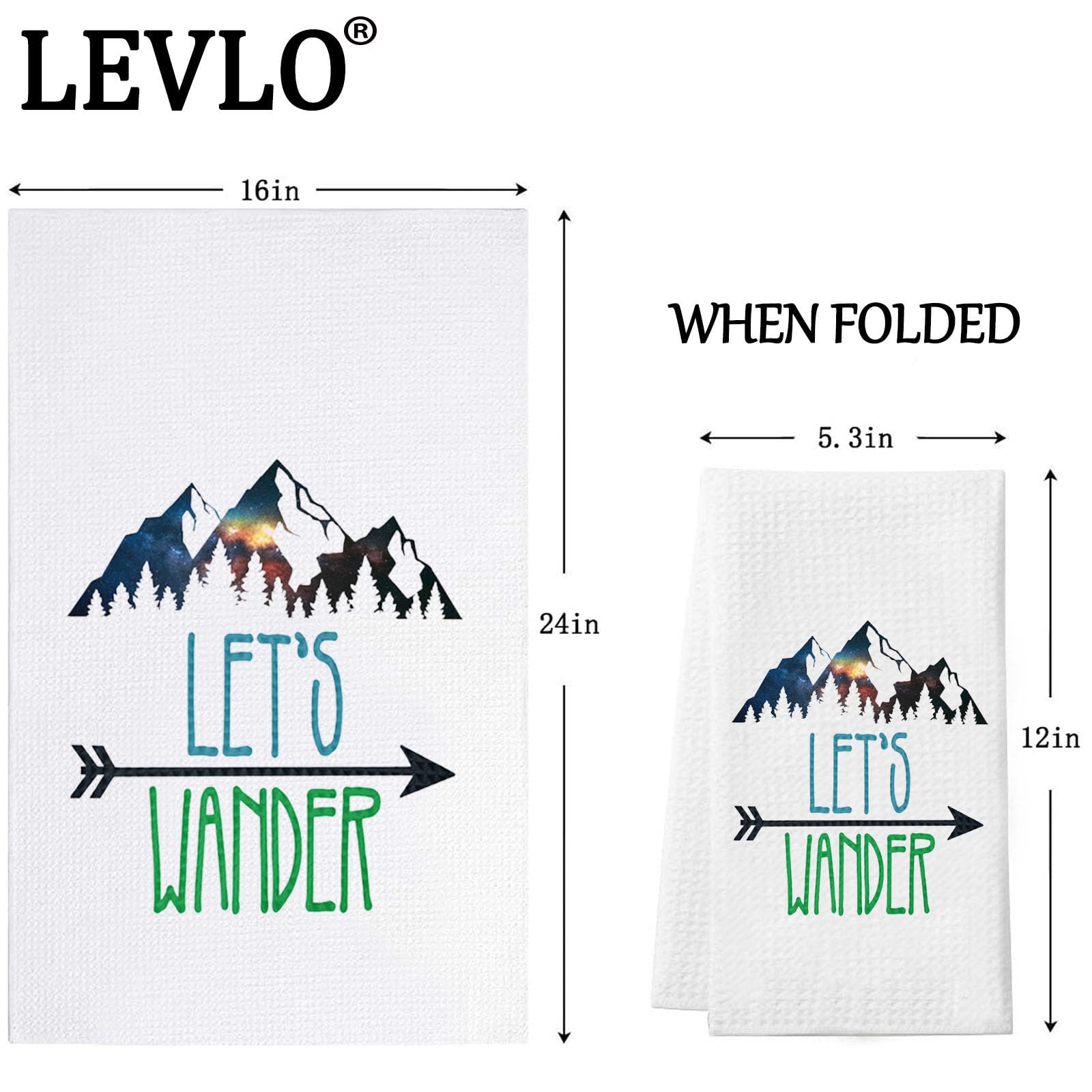 Levlo Camping Kitchen Towel Camping Life Gift Let'S Wander Camper Tea Towels Housewarming Gift Waffle Weave Kitchen Decor Dish T
