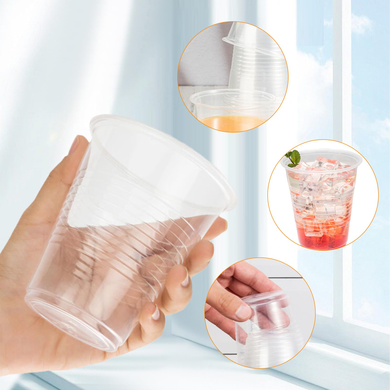 Racetop 300 Pack 12Oz Disposable Plastic Cups, Clear Plastic Cups Tumblers, Plastic Cups Bulk, Transparent For Wedding, Thanksgi