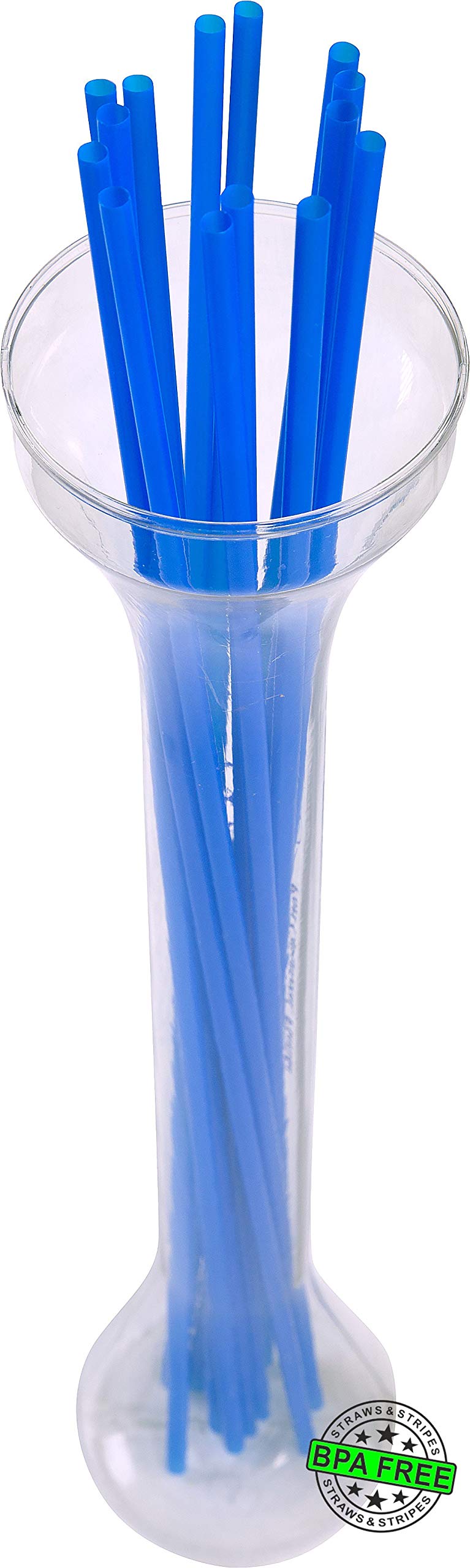 Made In Usa Pack Of 250 Unwrapped Bpa-Free Plastic Slim Extra Long Drinking Straws (Blue - 18'' X 0.21'')
