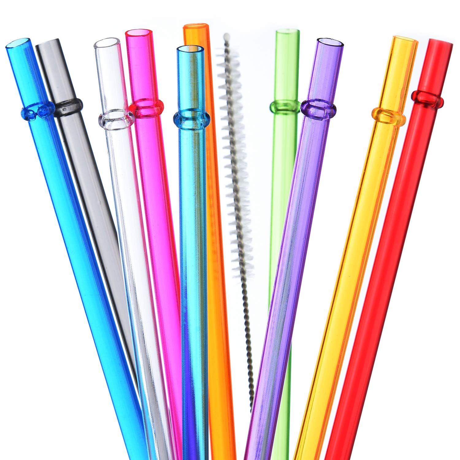 ALINK 10.5 in Long Rainbow Colored Reusable Tritan Plastic Replacement Straws for 16 OZ 20 OZ 30 OZ Stanley, YETI, Starbucks Tum