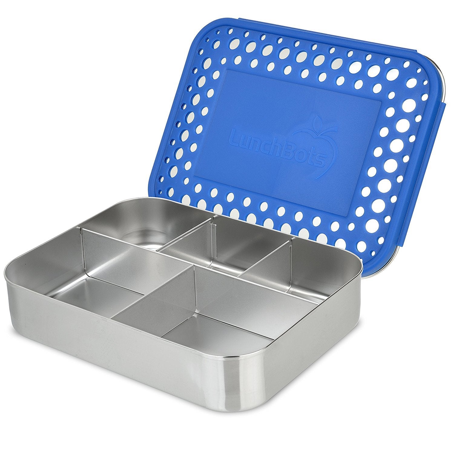 LunchBots Large Cinco Stainless Steel Lunch Container - Five Section Design Holds a Variety of Foods - Metal Bento Box - Dishwas