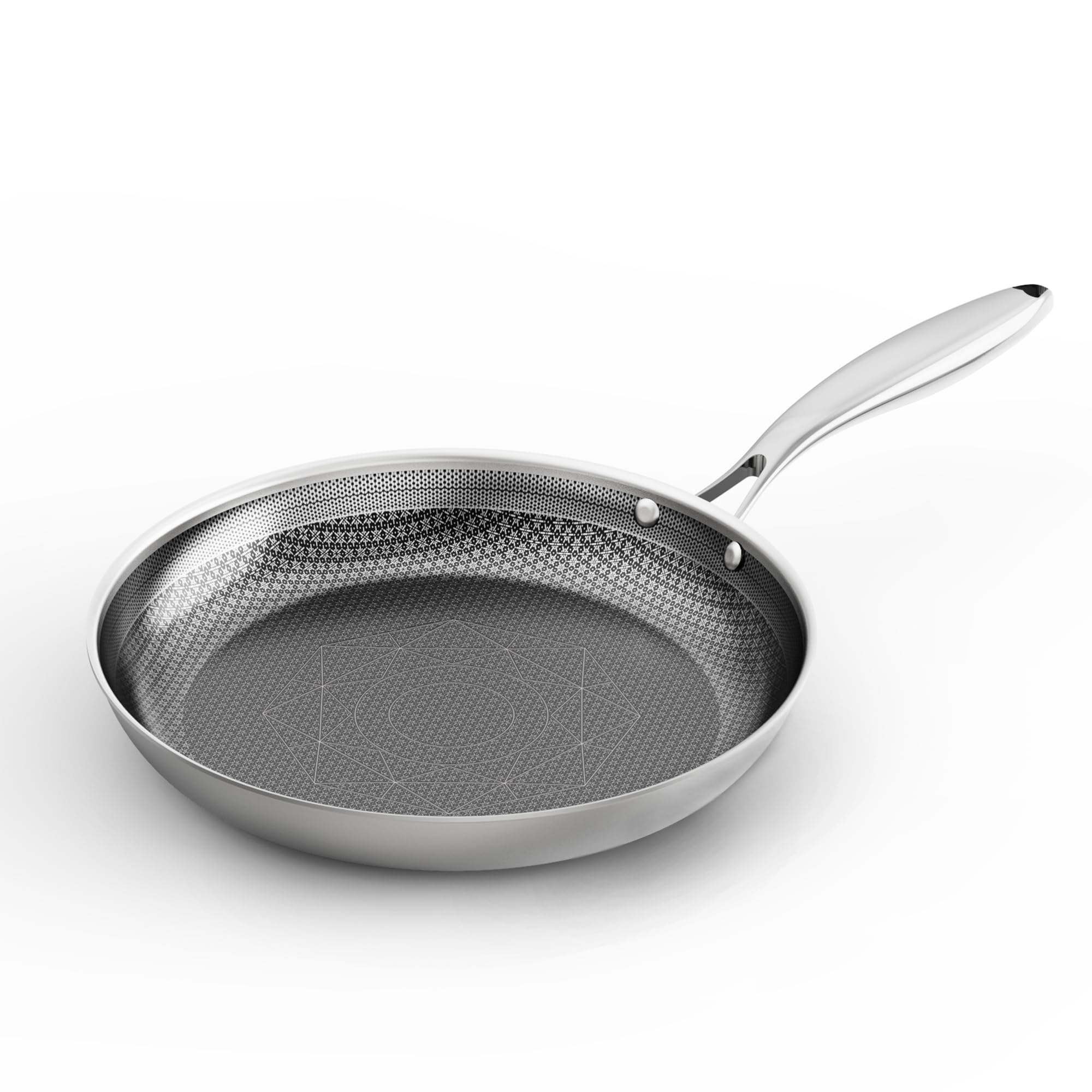 COOKING KING 8-Inch Stainless Steel Pan, Hybrid Nonstick Frying Pan, Skillet, 3-Ply Clad Cookware, Even Heat Distribution, Dishw