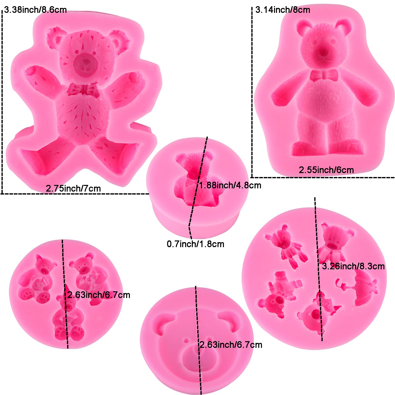Bear Silicone Fondant Molds Silicone Bear Chocolate Molds For Baby Shower Cupcake Topper Cake Decoration