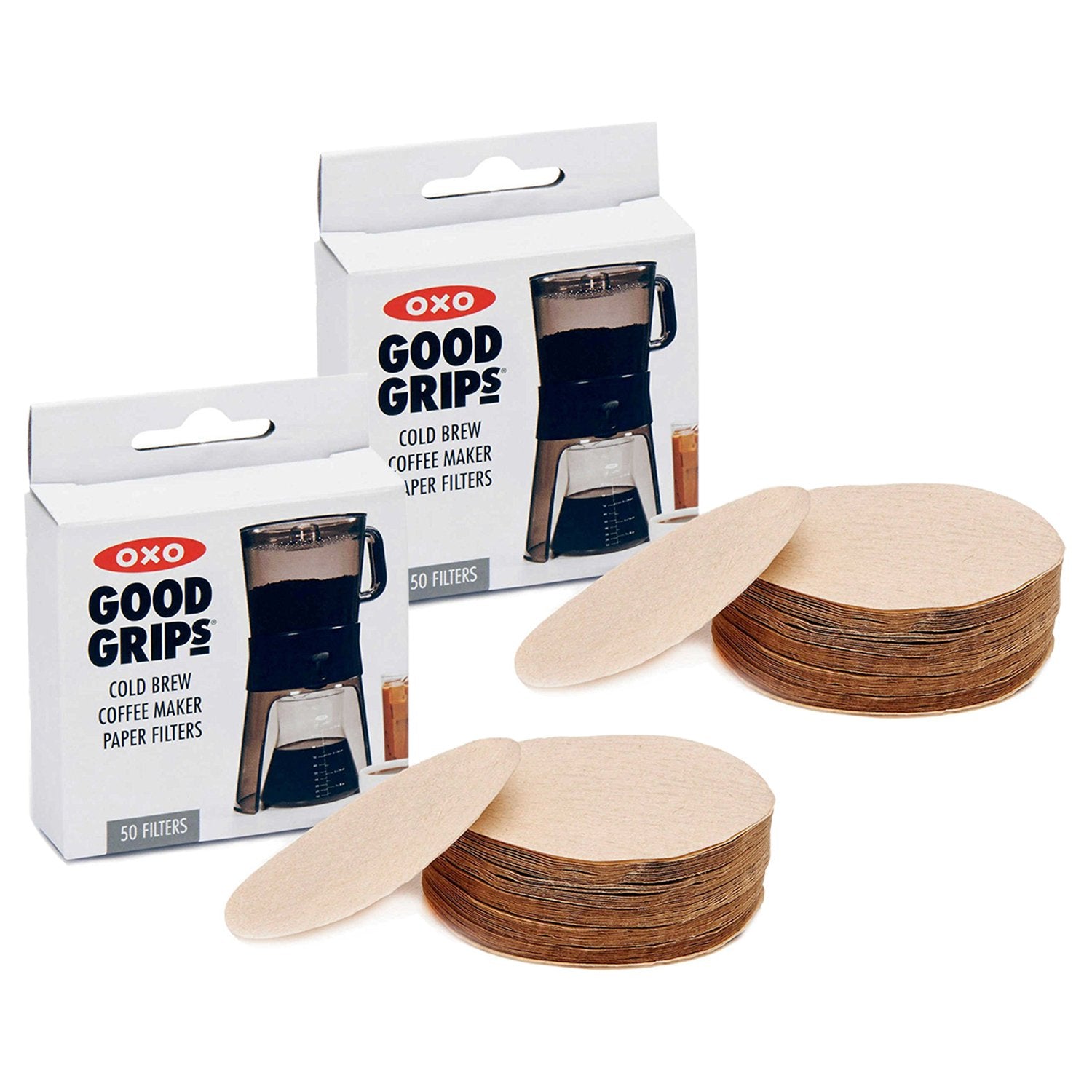 Oxo Good Grips Cold Brew Coffee Maker Replacement Paper Filters, Brown, 50 Per Box (Pack Of 2)