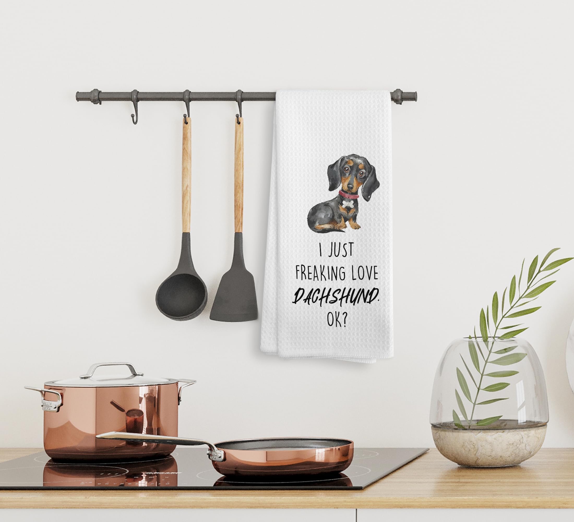 NOQL Dachshund Kitchen Towels and Dishcloths, Wiener Dog Gifts for Women, 1624 Inches(Dachshund-3)