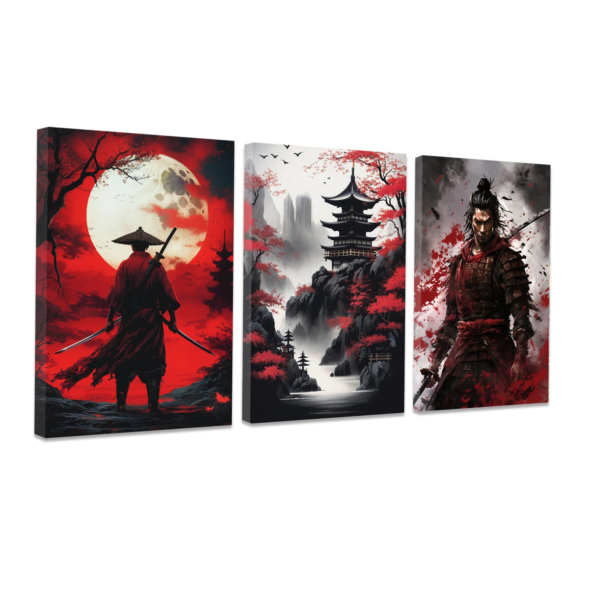 Ccwacpp 3 Piece Samurai Wall Art Japan Painting Canvas Print Warrior F ...