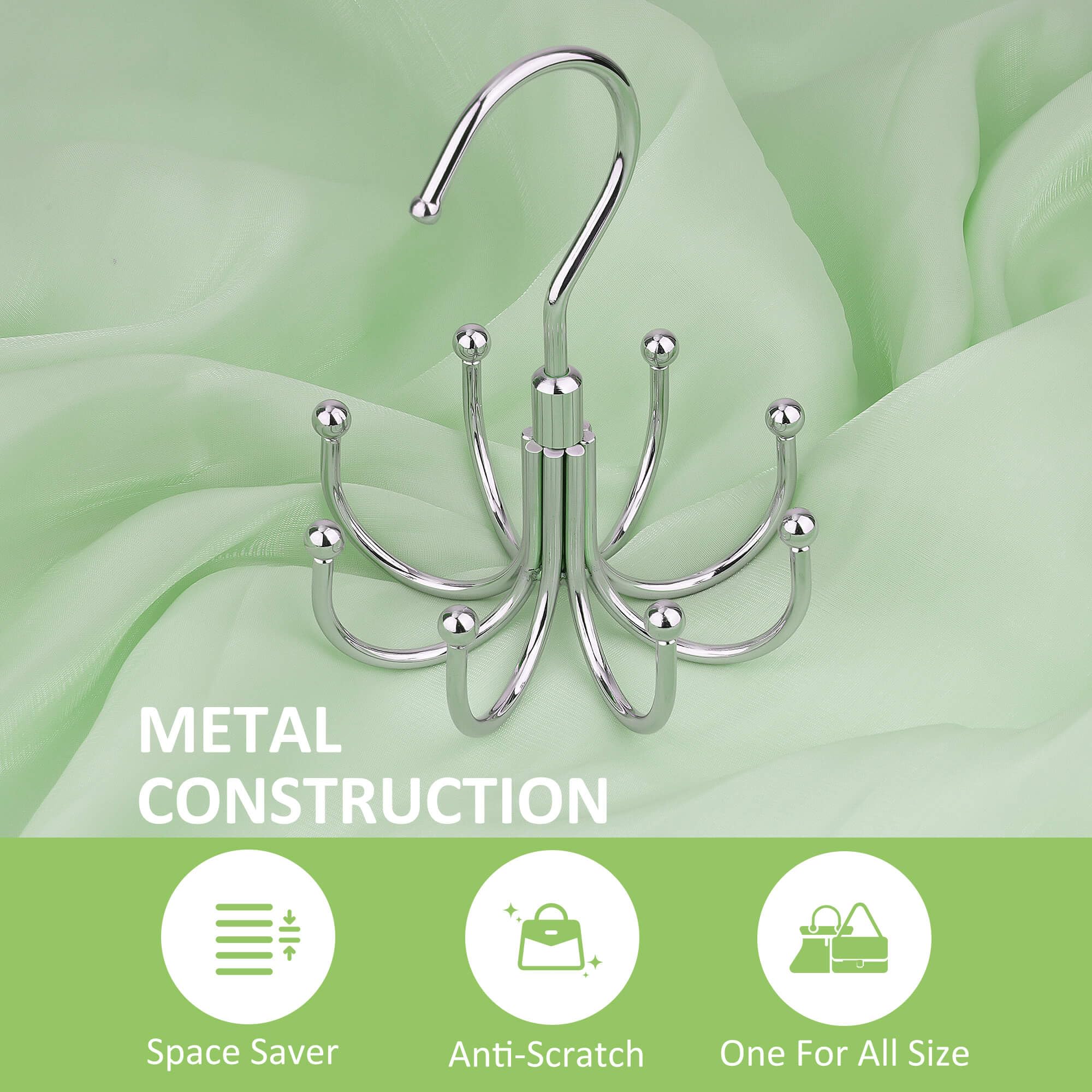 Omhomety Bra Hanger For Closet, Tank Top Organizer, Max 24 Capacity Rotatable Metal Space Saving Hanger Sport Bra Storage, Silve