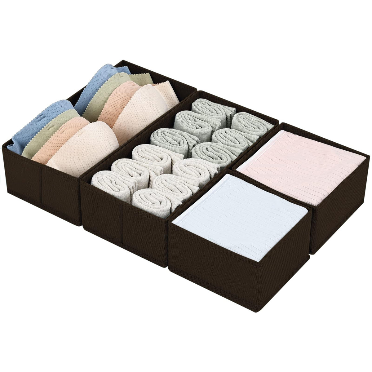 DIMJ Drawer Organizer Clothes, Underwear Drawer Organizer, Set of 4 Foldable Closet Drawer Organizer, Fabric Drawer Dividers for
