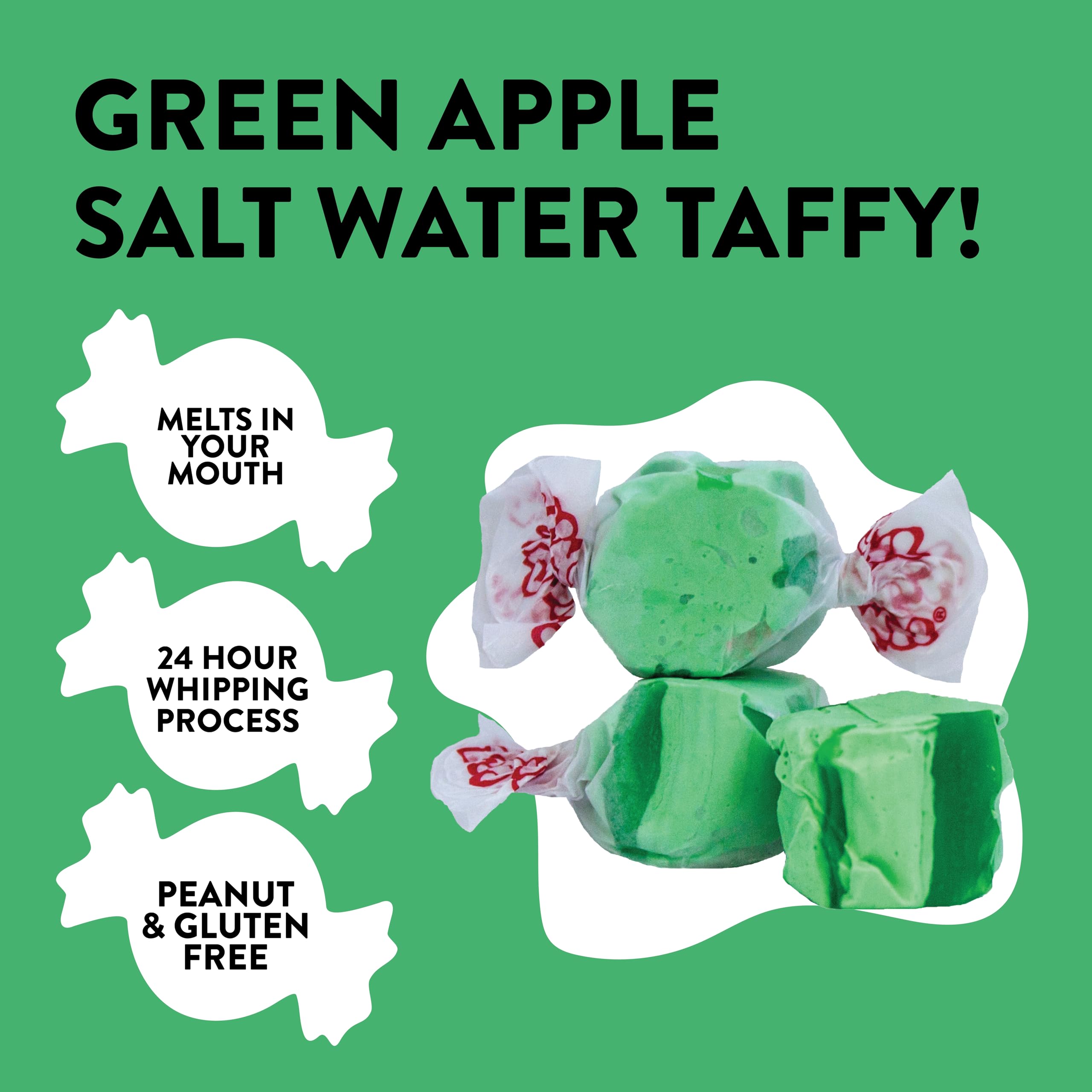 Taffy Town Saltwater Taffy, Green Apple, 25Lb