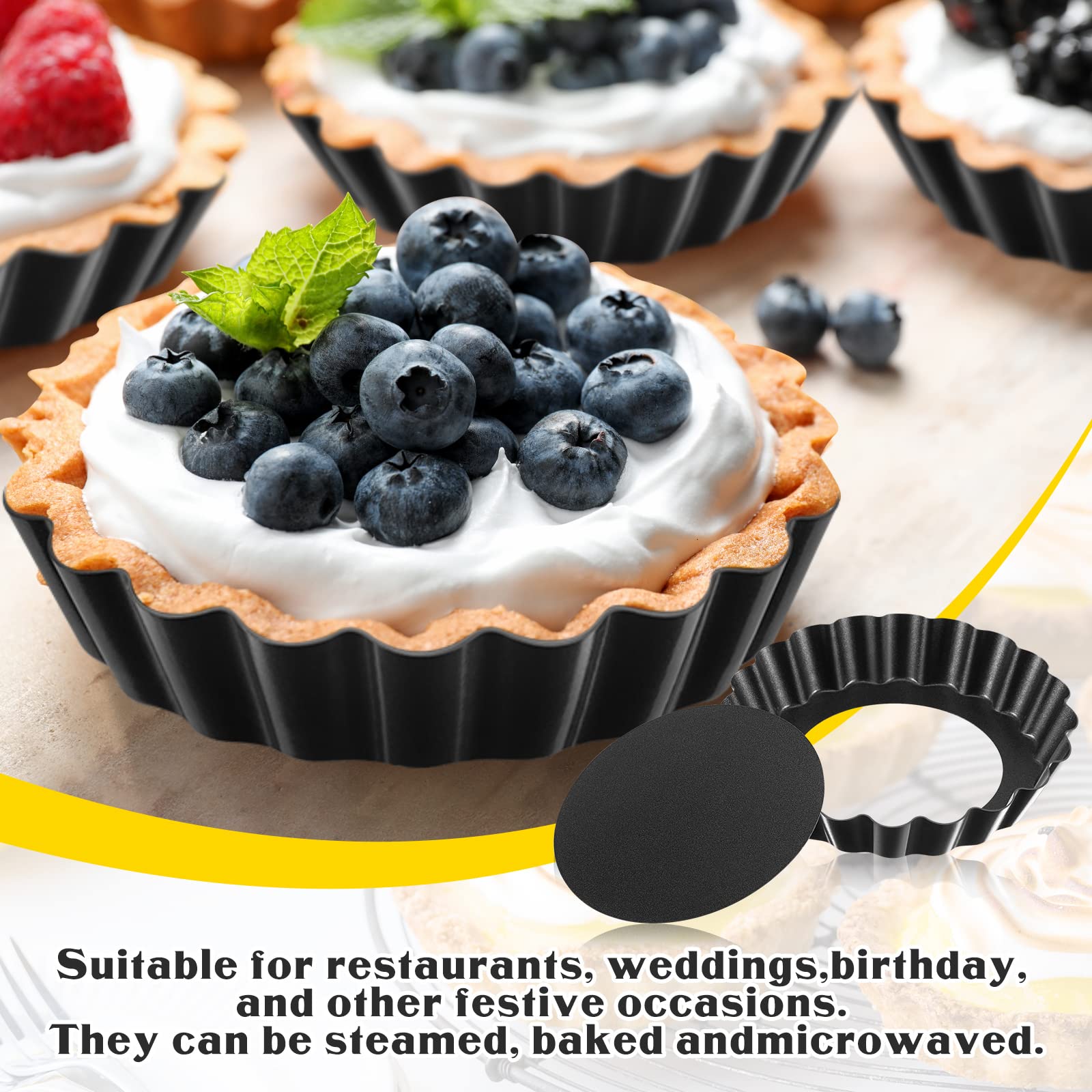 Tessco 16 Pieces Mini Tart Pans With Removable Bottom Nonstick Quiche Pan Mini Pie Pans Mini Tart Pans Bakeware Mold Fluted Side