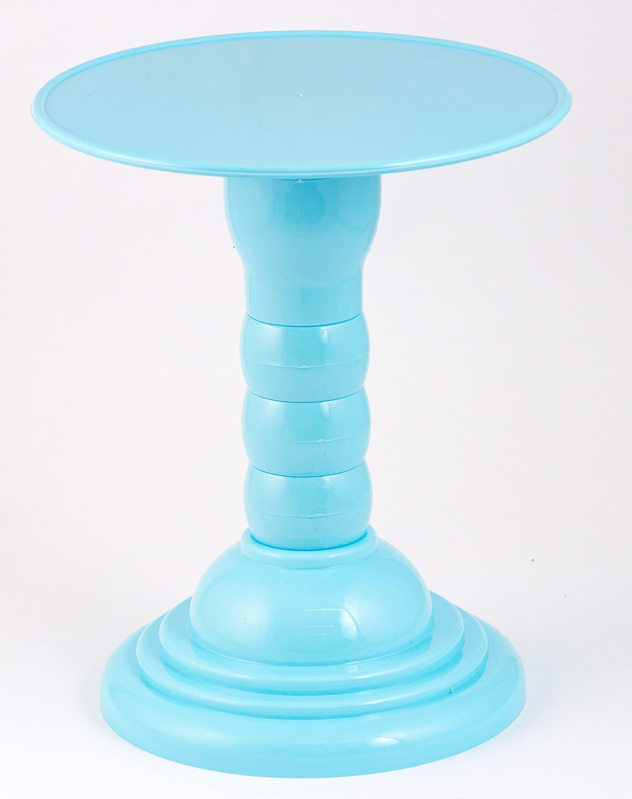 Grupo Mirandinha Plastic Round Adjustable Cake Stand Cupcake Stand Candy Stand 4 Heights 8 Inches (Baby Blue)