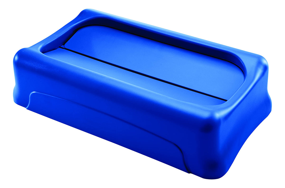 Rubbermaid Commercial Products Slim Jim Trash Can Swing Lid, Blue, Plastic, Compatible With 23 Gallon Slim Jim Containers/Garbag