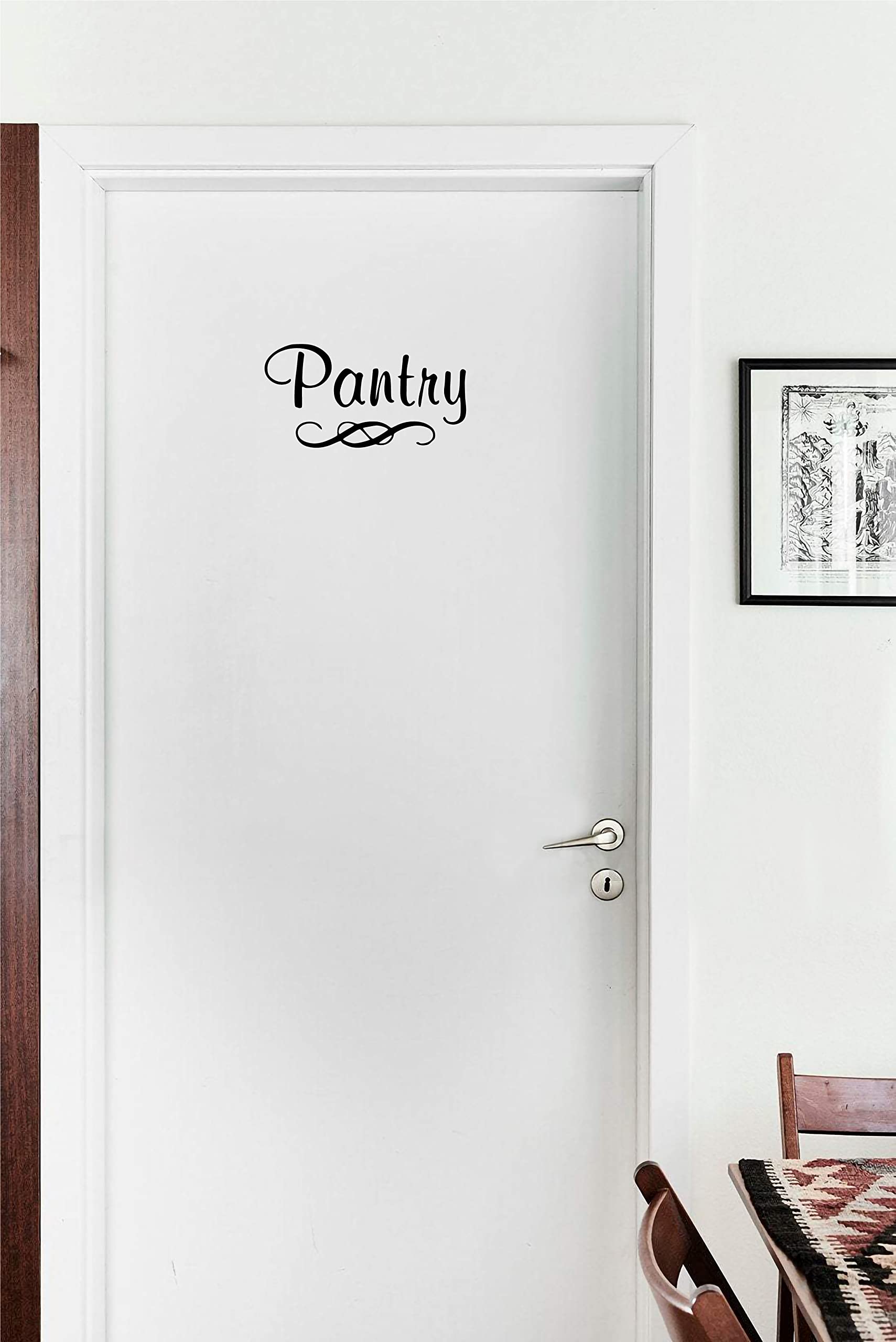 H-Tradings Pantry Decal With Single Swirl - Vinyl Art Wall Decal For The Home Or Kitchen Pantry - 8'' W X 4.5'' H (Black)