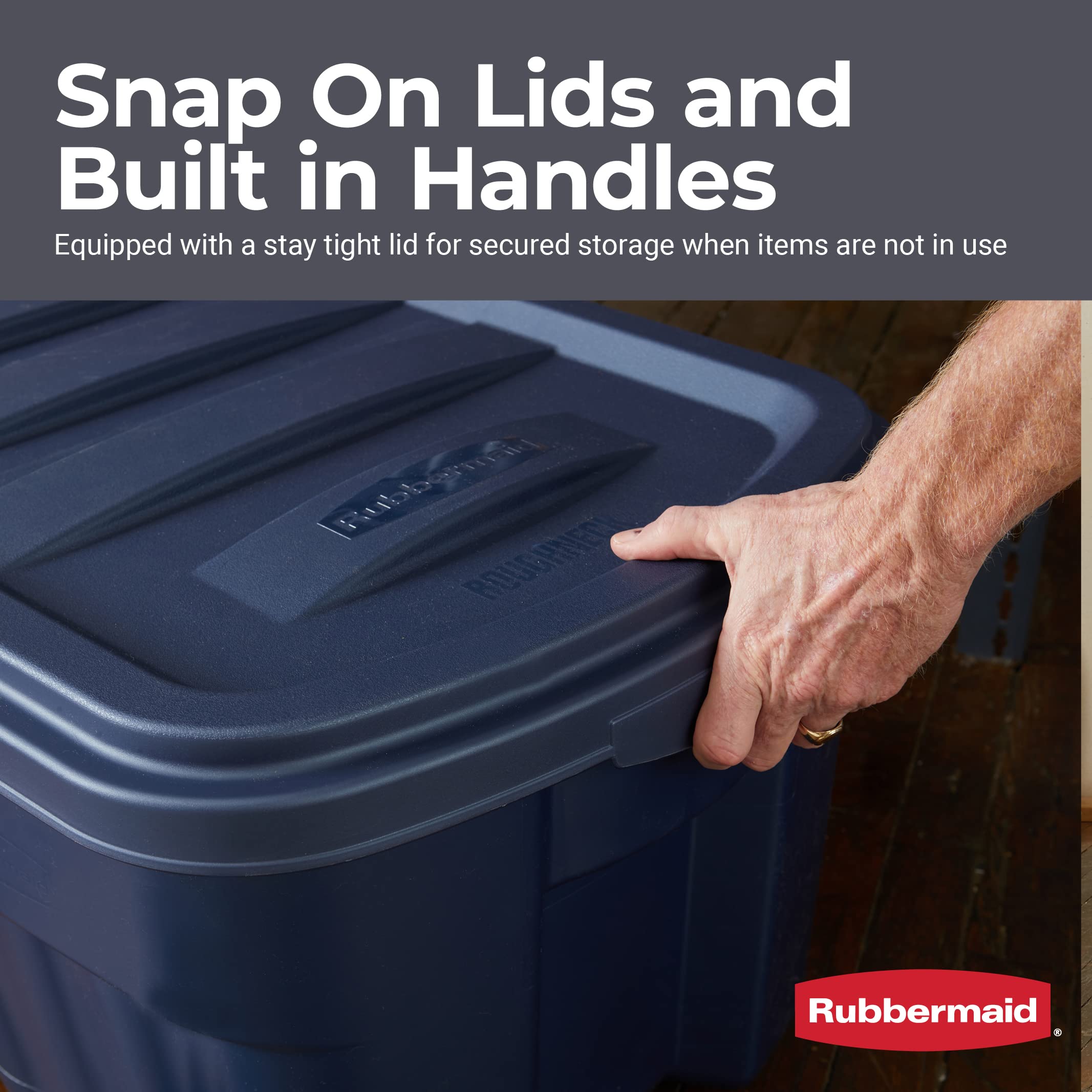 Rubbermaid Roughneck Storage Totes 50 Gal, Large Durable Stackable Storage Containers, Great For Basement, Attic, Garage Storage