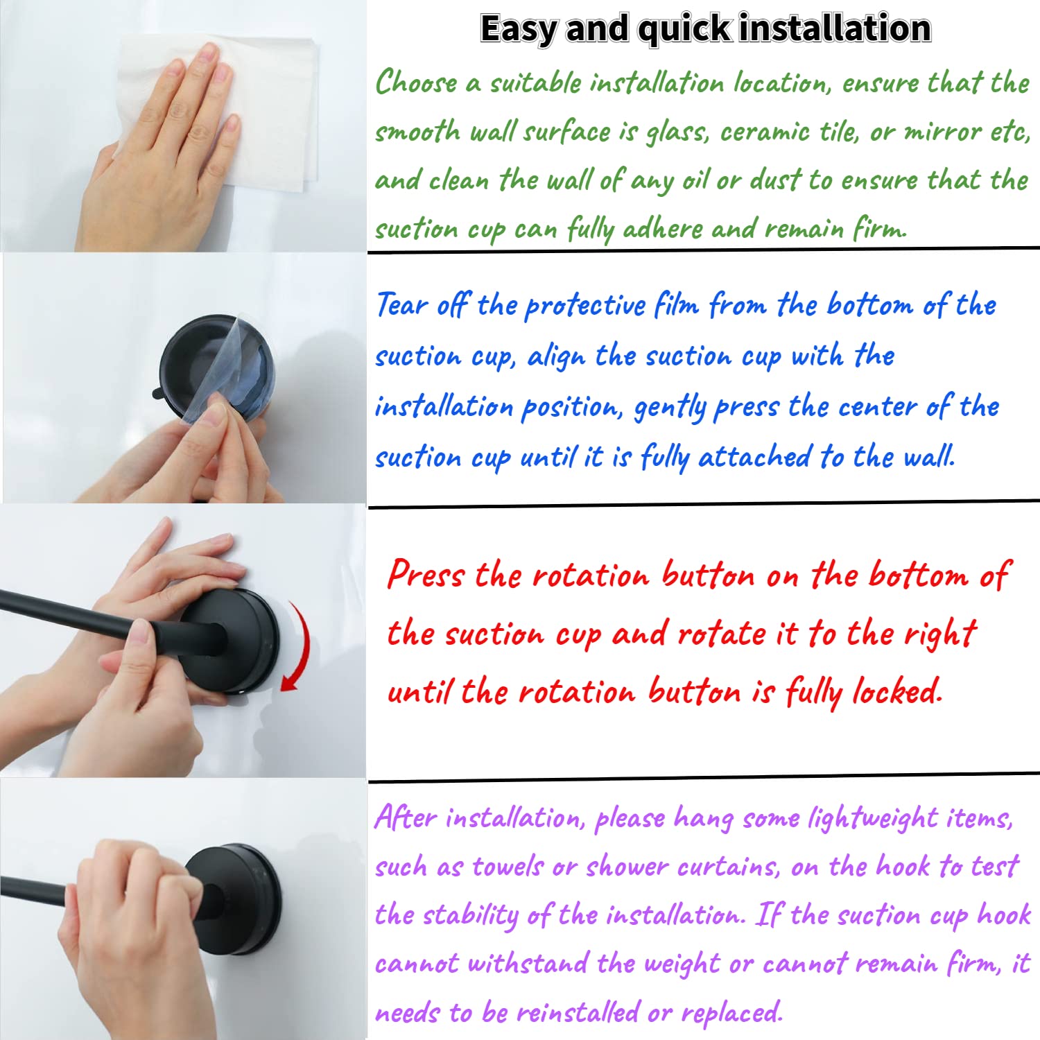 Dgyb Suction Cup Towel Bar For Bathroom 17 Inch Matte Black Towel Holder Stainless Steel Premium Kitchen Towel Rack Wall Mounted