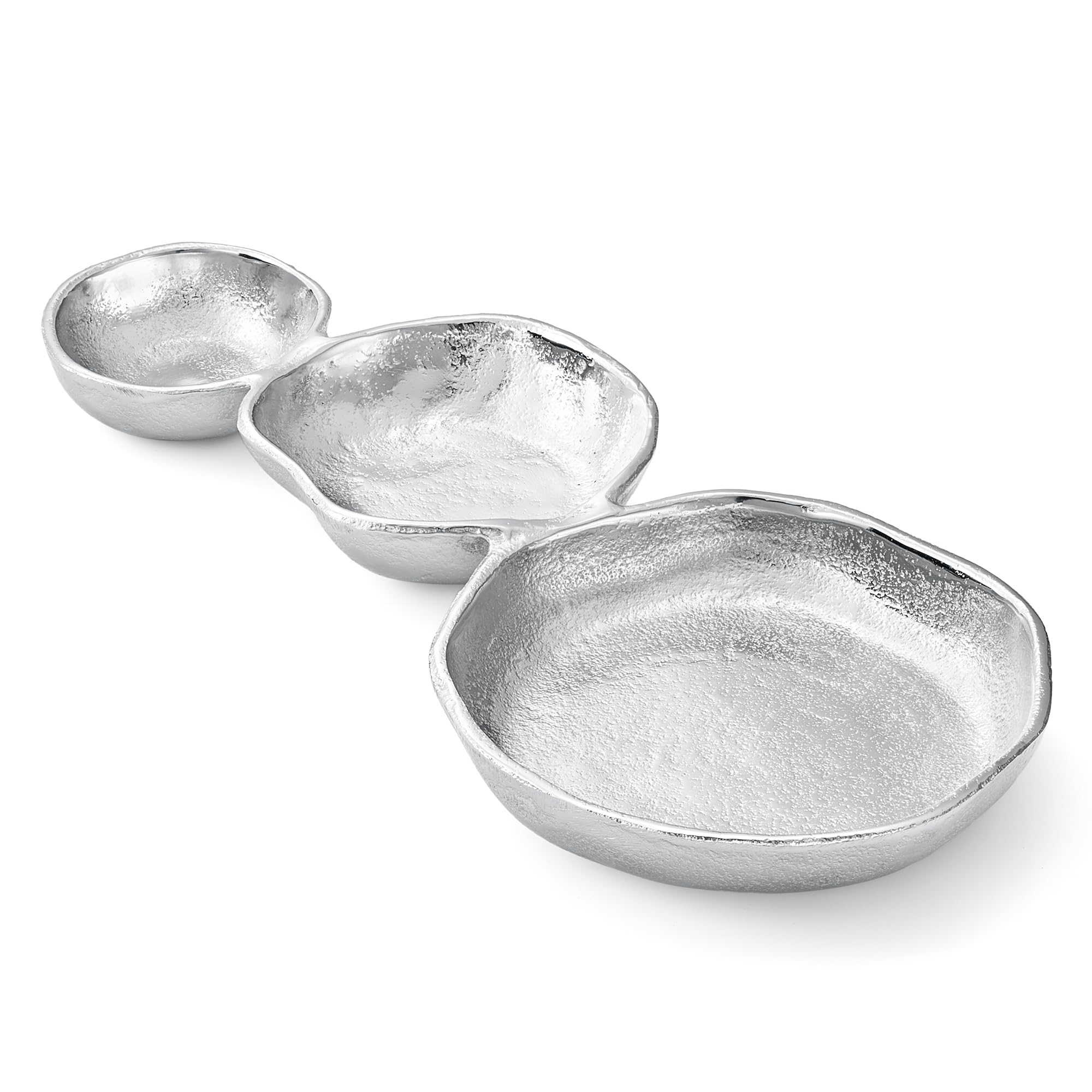 3 Cluster Decorative Bowls Bright Silver Snack Tray Bowl Chip