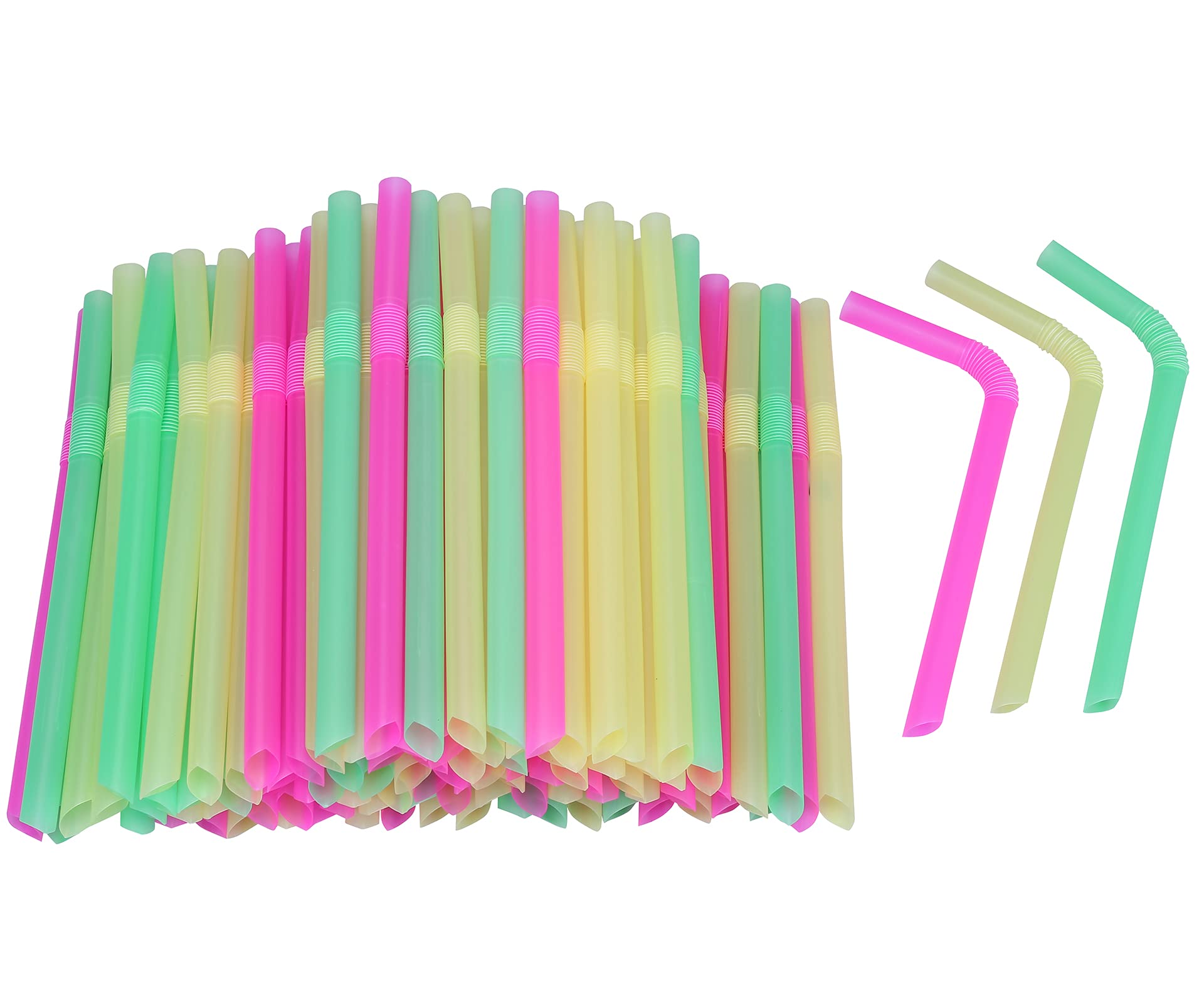 Jumbo Flexible Smoothie Plastic Straws, 100 Pcs Assorted Colors Large Bendable Disposable Milkshake Straws, Wide Bendy Boba Drin