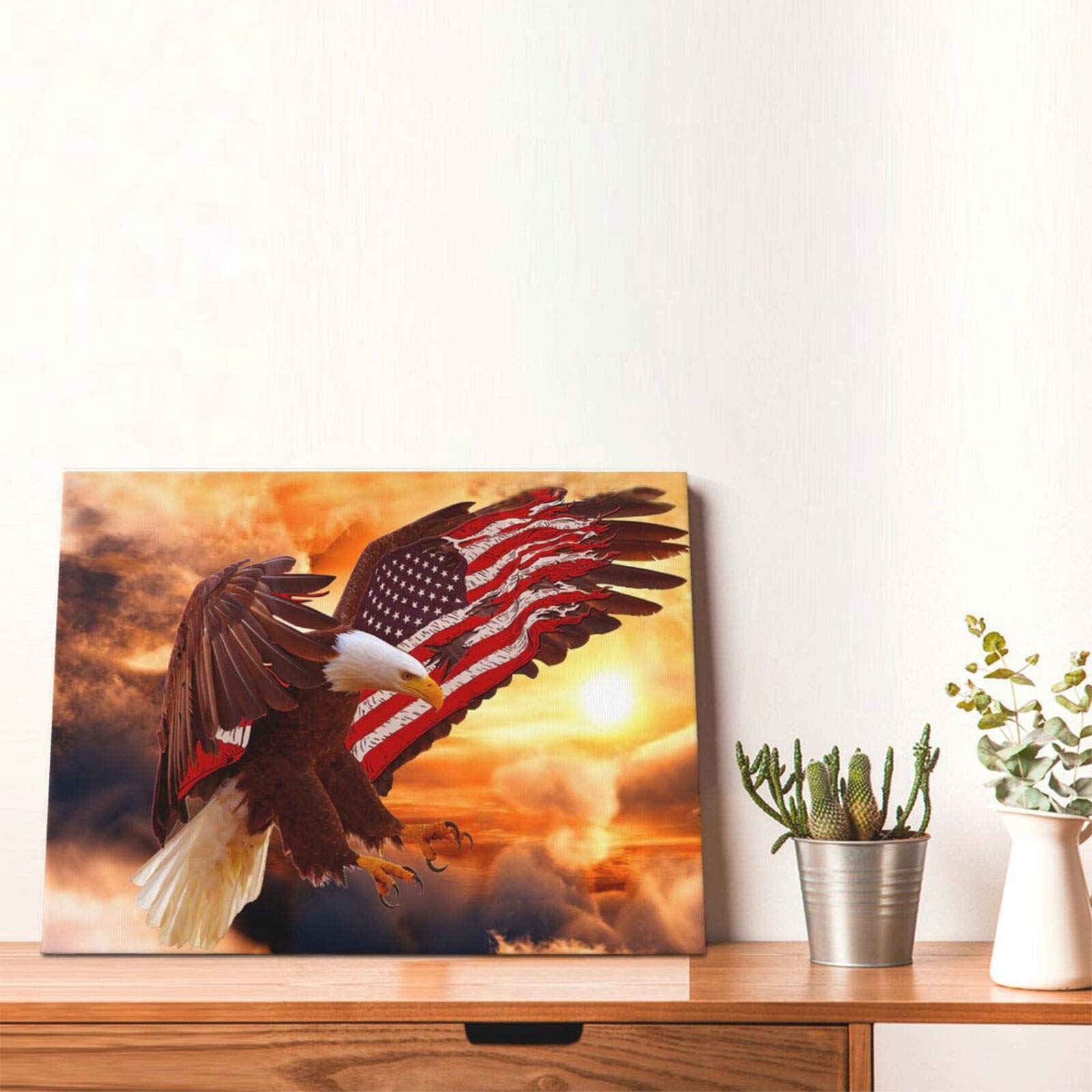American Bald Eagle Wall Art Flying Eagle Canvas Prints Patriotic Concept Picture Inspiring Motivational Posters Modern Home Art