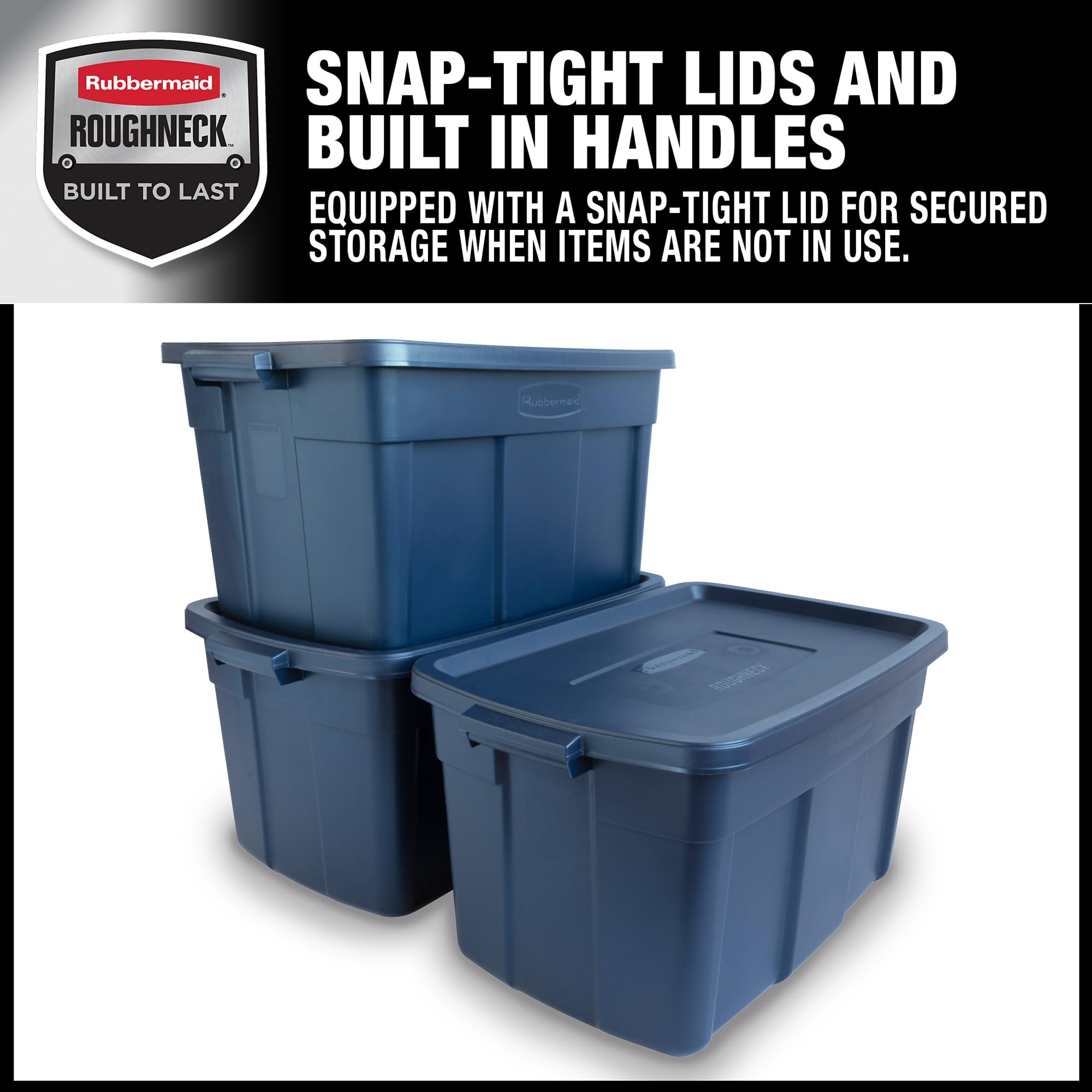 Rubbermaid Roughneck Storage Totes 31 Gal, Large Durable Stackable Containers, Great For Clothing, Seasonal D  Cor, Sports Equip