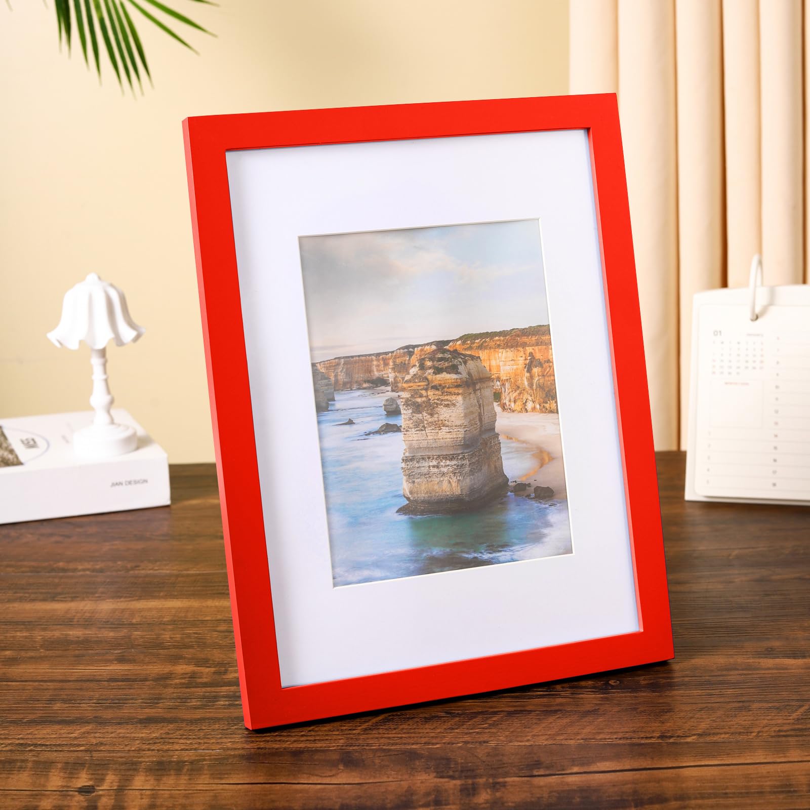 wyooxoo 8.5x11 Picture Frame Set of 2 Made of Solid Wood Photo Frames Display Pictures 6x8 with Mat or 8.5x11 Without Mat Colorf