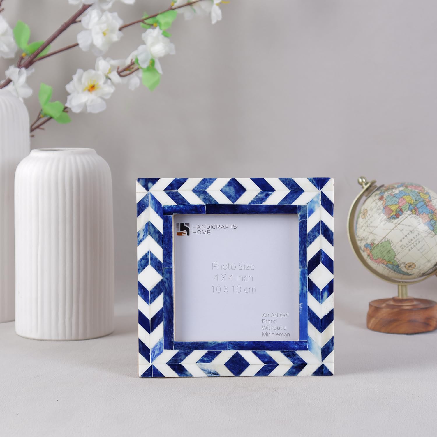 Handicrafts Home Picture Frames Chevron Pattern Inspired Handmade Gifts Photo Frame Blue 4x4