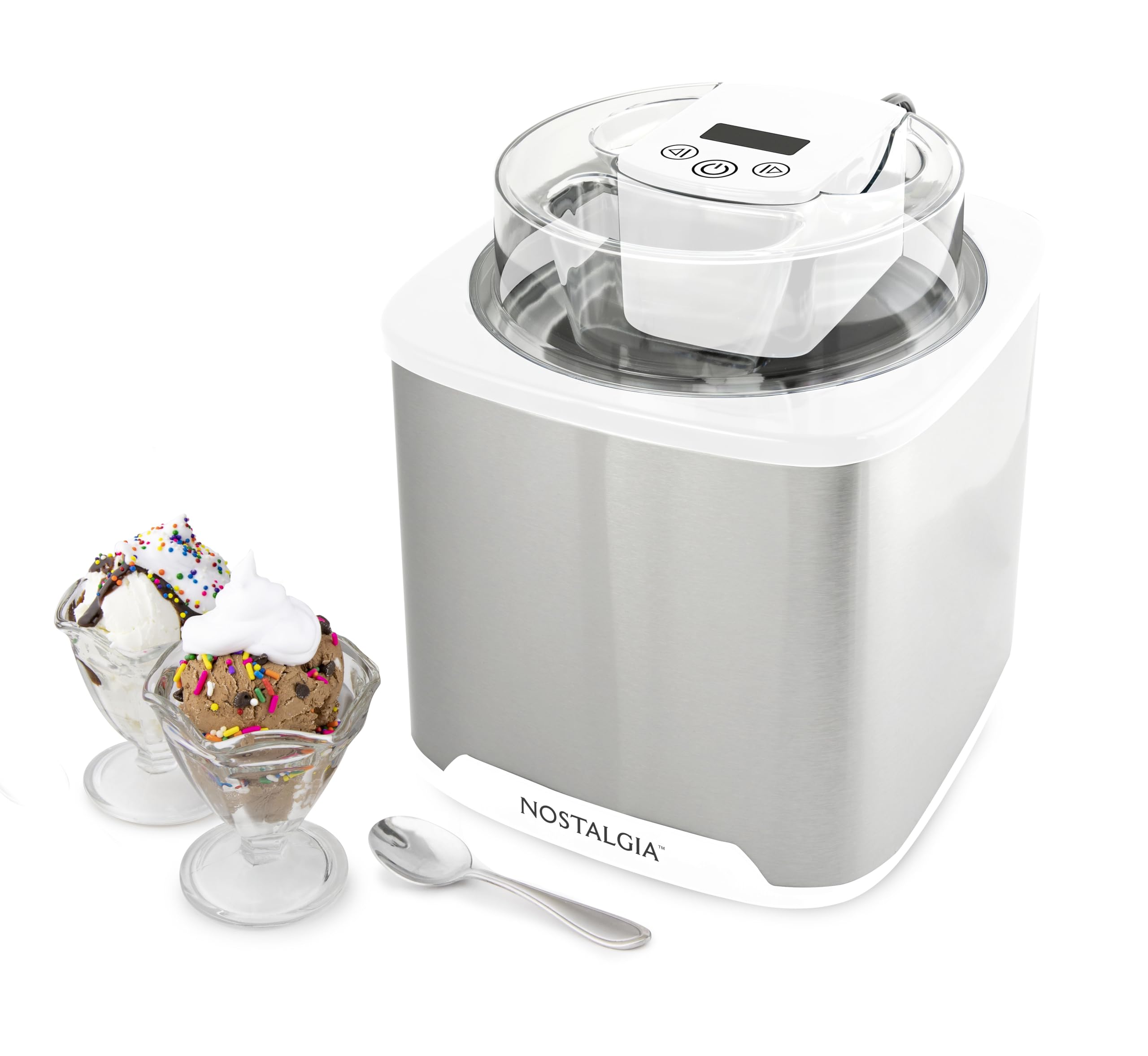 Nostalgia 2-Quart Electric Ice Cream Maker - Make Homemade Ice Cream, Gelato, Sorbet & Frozen Yogurt - No Salt/Ice Needed, Digit