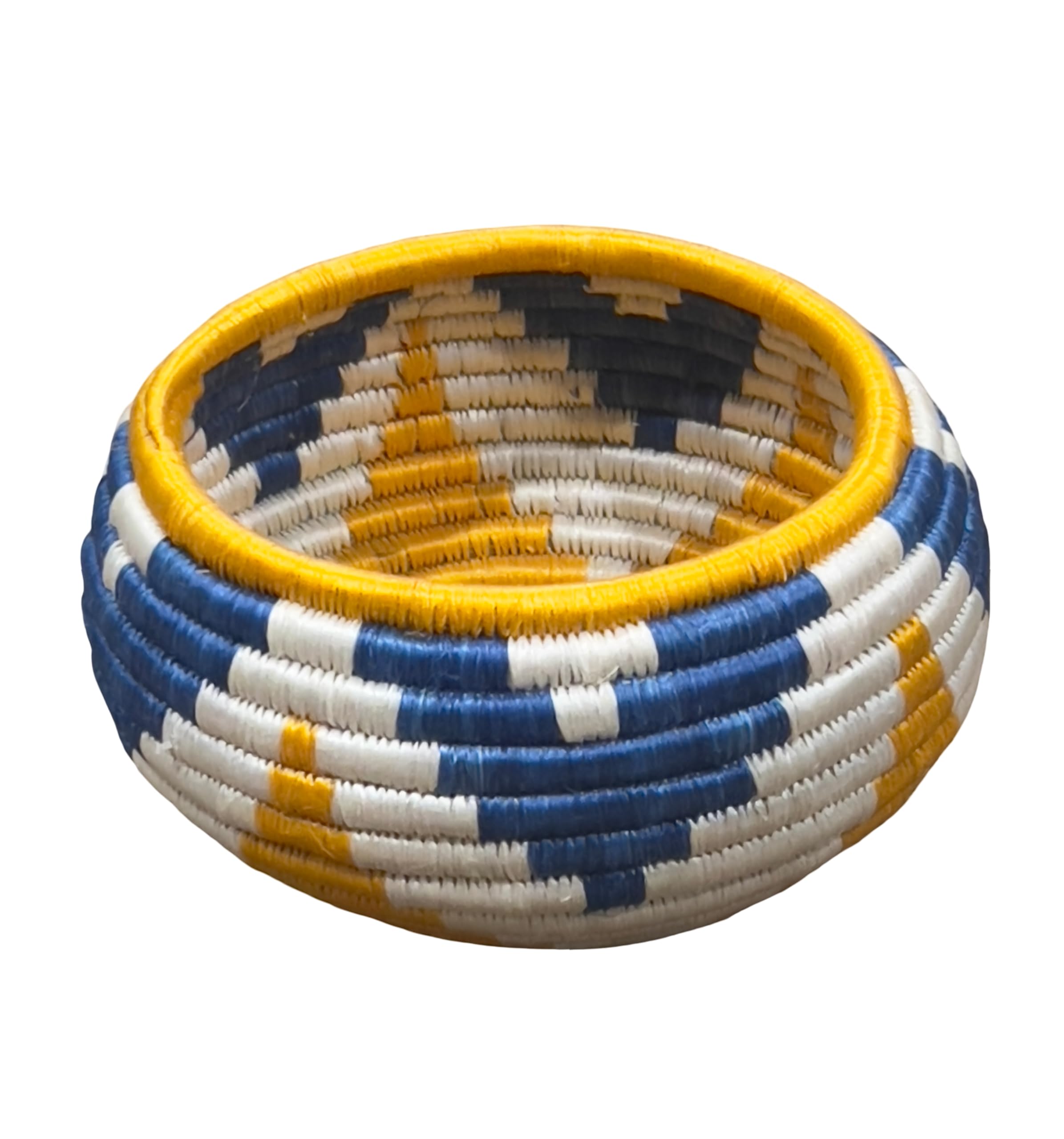 Handwoven African Bowl Sisal Basket, Handmade Trinkets bowl Decorative basket for Home Kitchen Food Storage Organizer 6D x 3-4 h