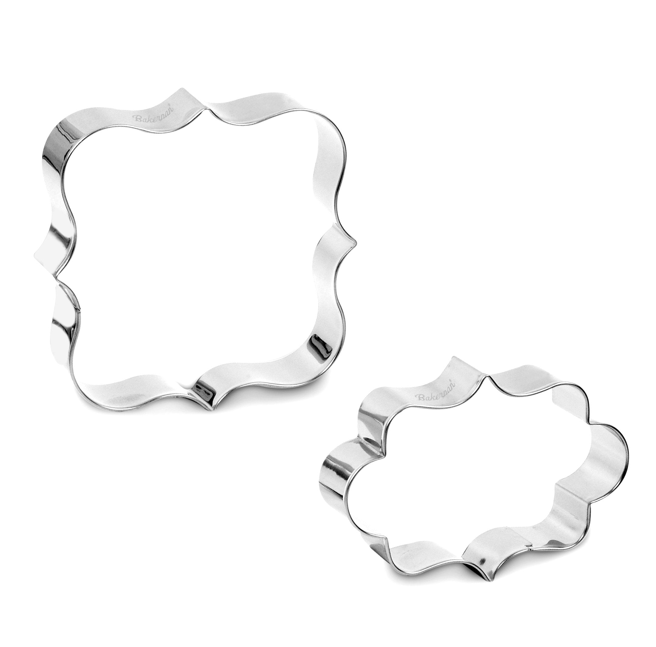 Bakerpan Stainless Steel Plaque Cookie Cutters Shapes, Frame Cookie Cutters For Baking - Set Of 2