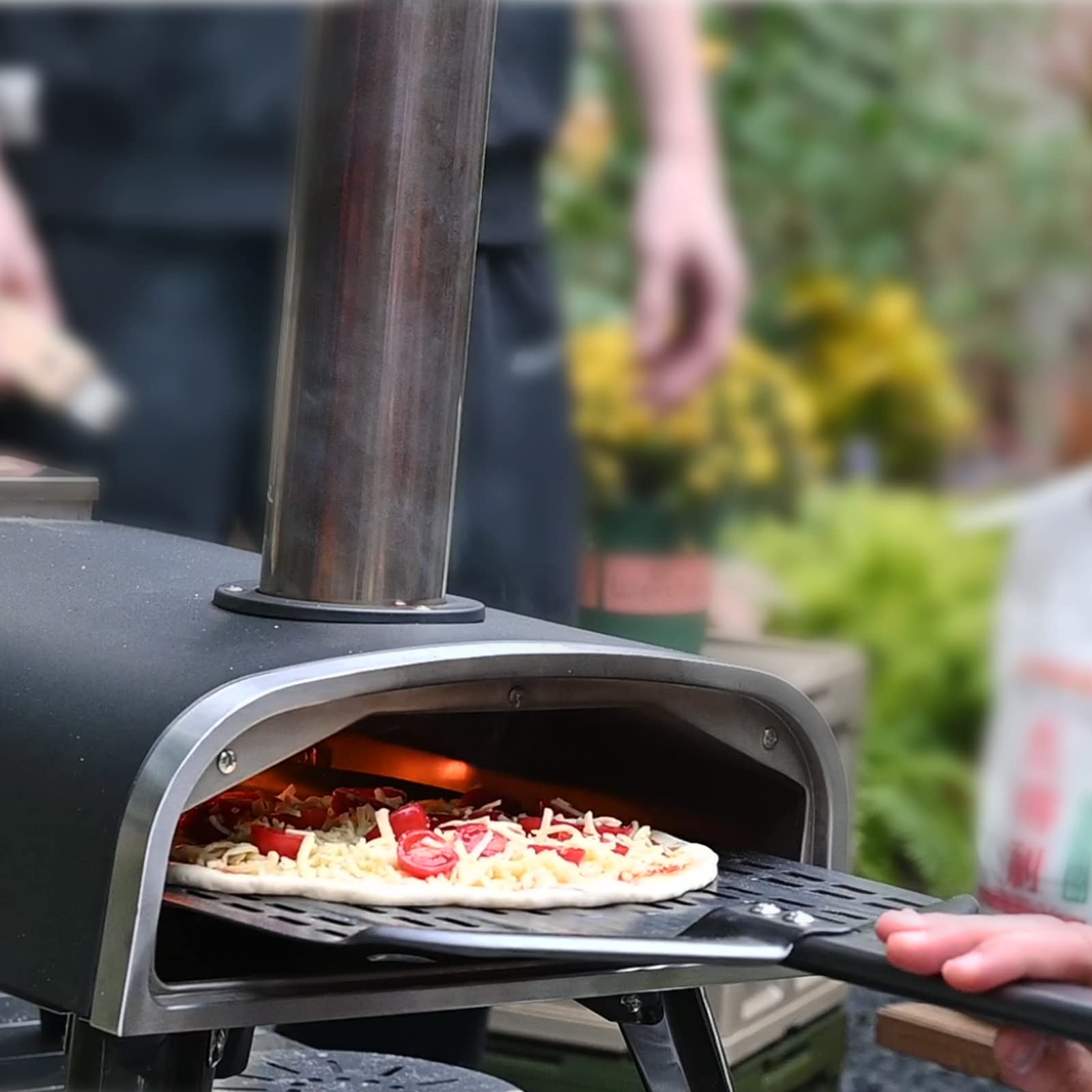 12'' Perforated Pizza Peel Anodised Aluminium Pizza Turner Removable Long Handle Lightweight Pizza Spinner Professional Pizza Ov