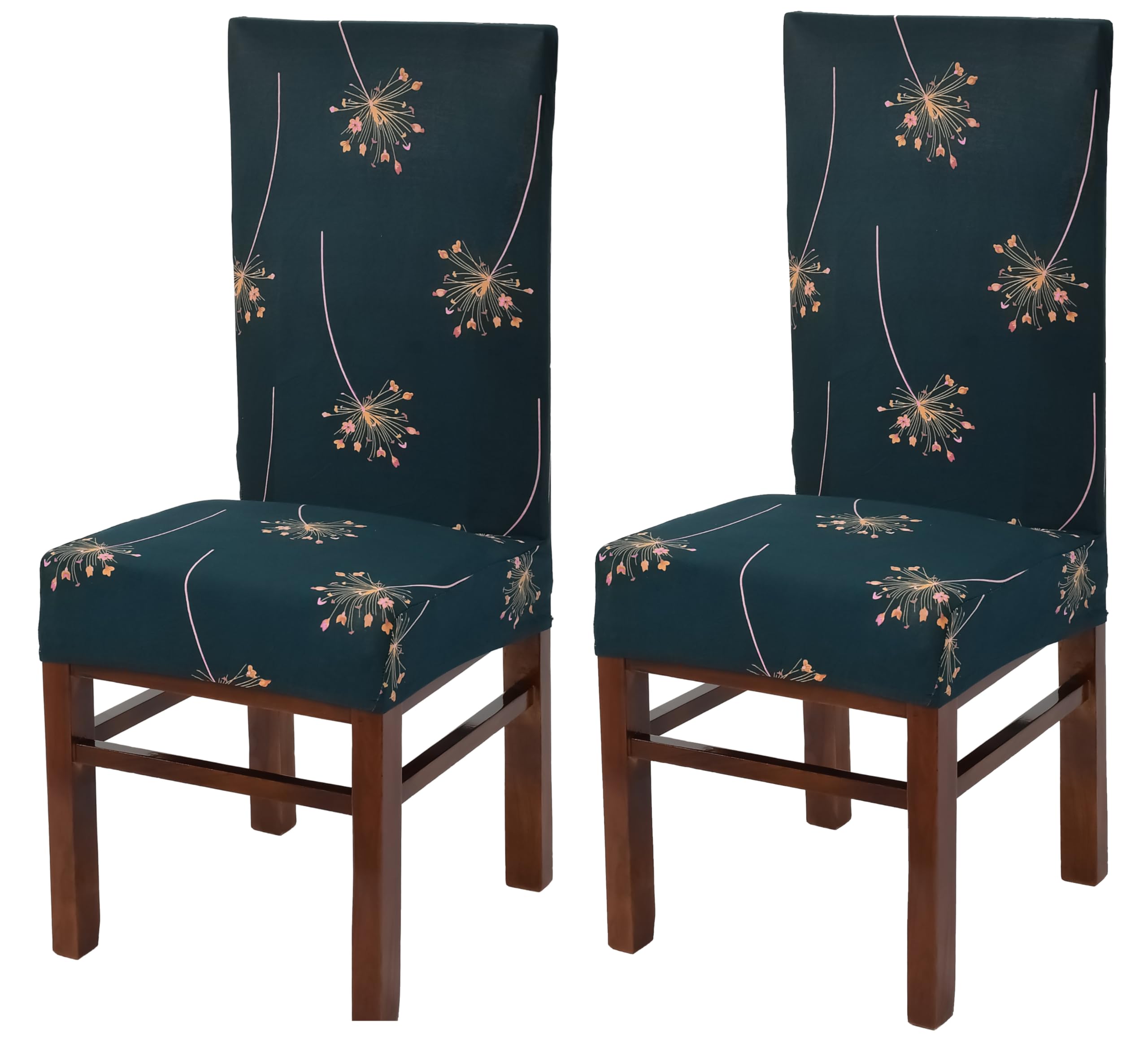 Yellow Weaves Elastic Stretchable Dining Chair Cover, Removable Washable Elastic Floral Printed Dining Chair Covers (Set Of 2, G