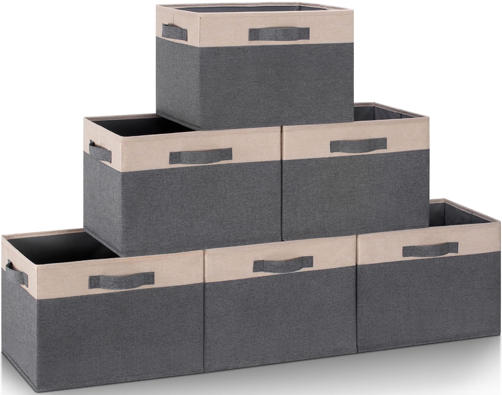 Ghvyennttes Large Fabric Storage Bins For Shelves With 3 Handles, 15X11X9.6In Closet Storage Bins, Sturdy Foldable Storage Baske