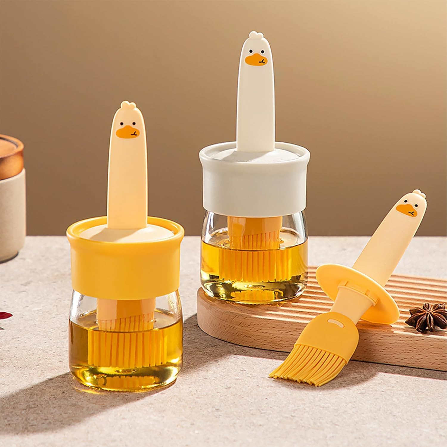 Basting Set Silicone Oil Dispenser With Brush Pastry Brush Glass Docking Bowl Set Barbecue Oil Brush Pastry Roast Meat Dip Oil B