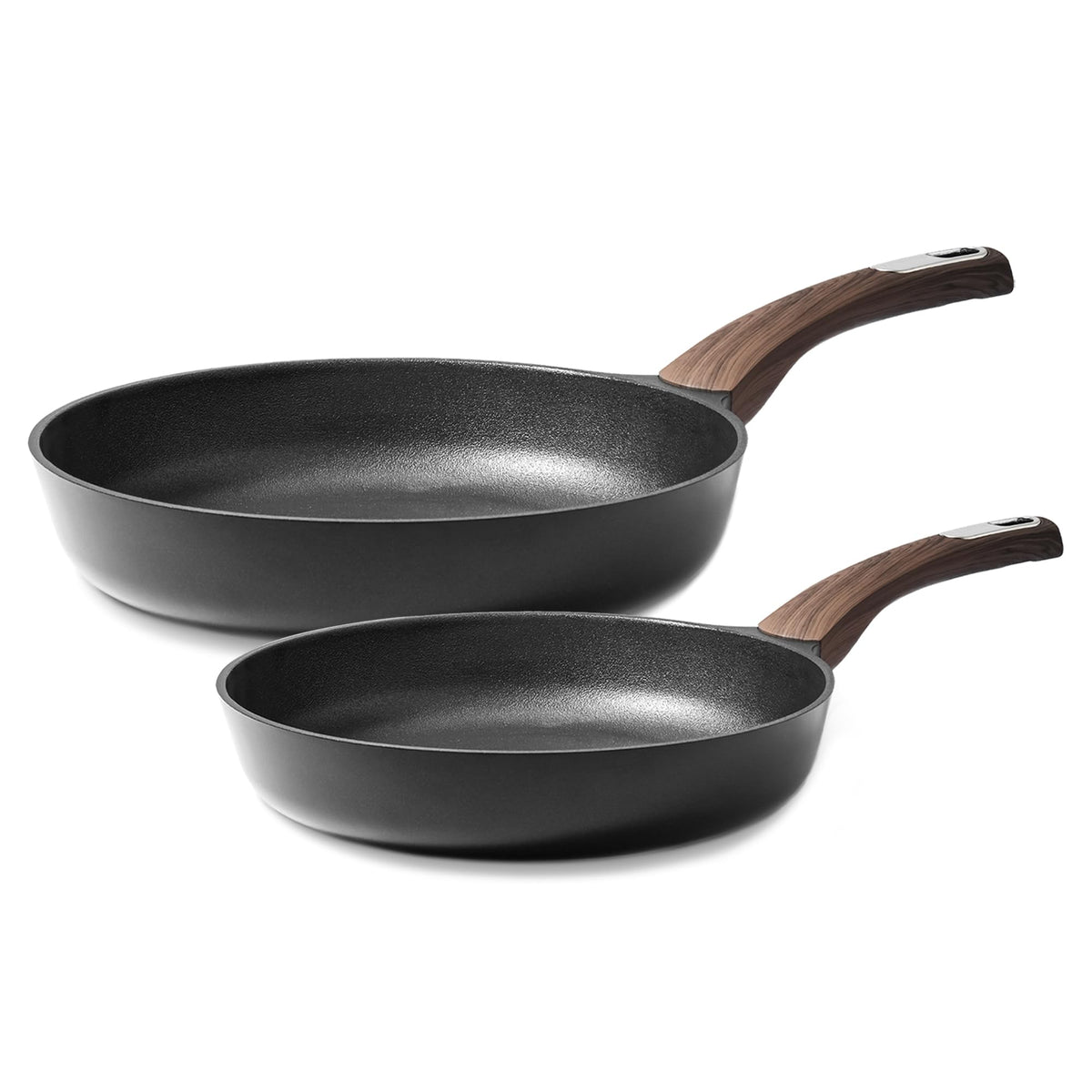 SENSARTE 2Pcs Nonstick Cookware Sets, 8 Inch & 9.5 Inch Nonstick Pots and Pans Set, Cooking Pan Set with Woodgrain Handle,Non To