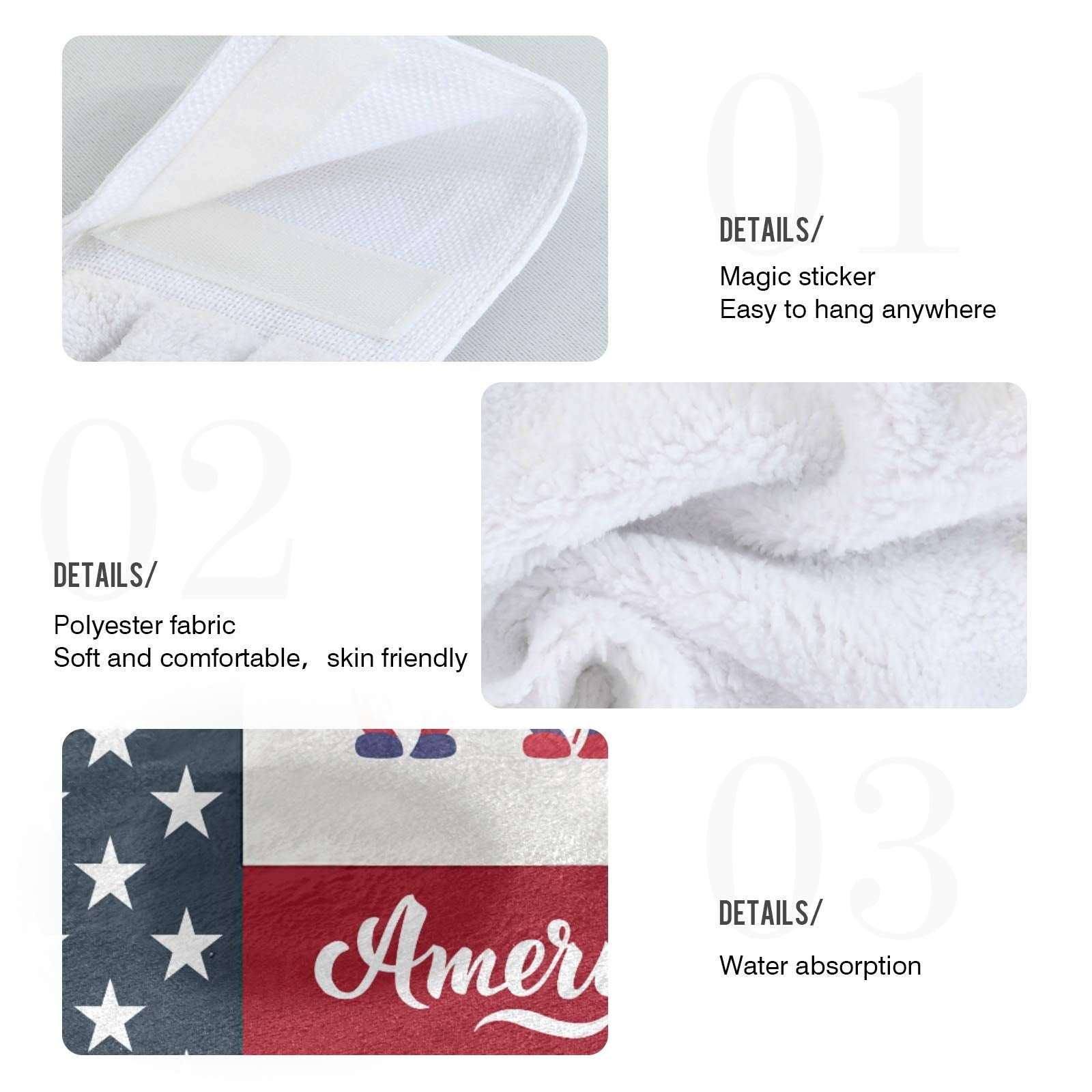 Boccsty American Flag Gnomes Hanging Kitchen Towels 2 Pieces Independence