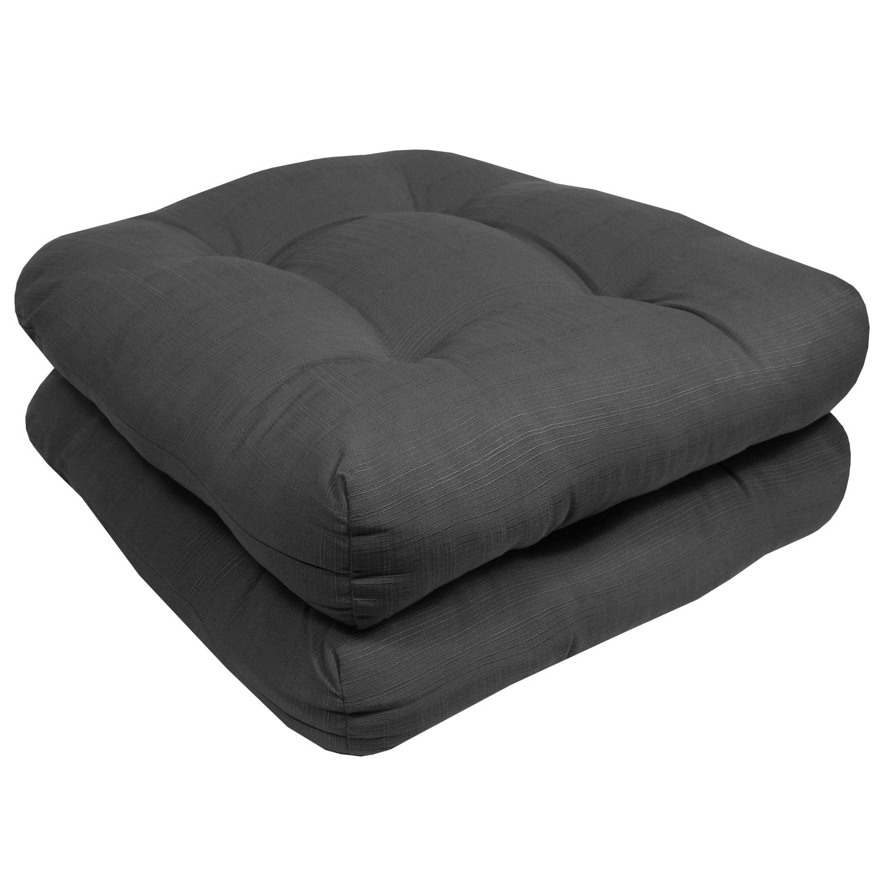 Sweet Home Collection Patio Cushions Outdoor Chair Pads Premium Comfortable Thick Fiber Fill Tufted 19 X 19 Seat Cover, 2 Count