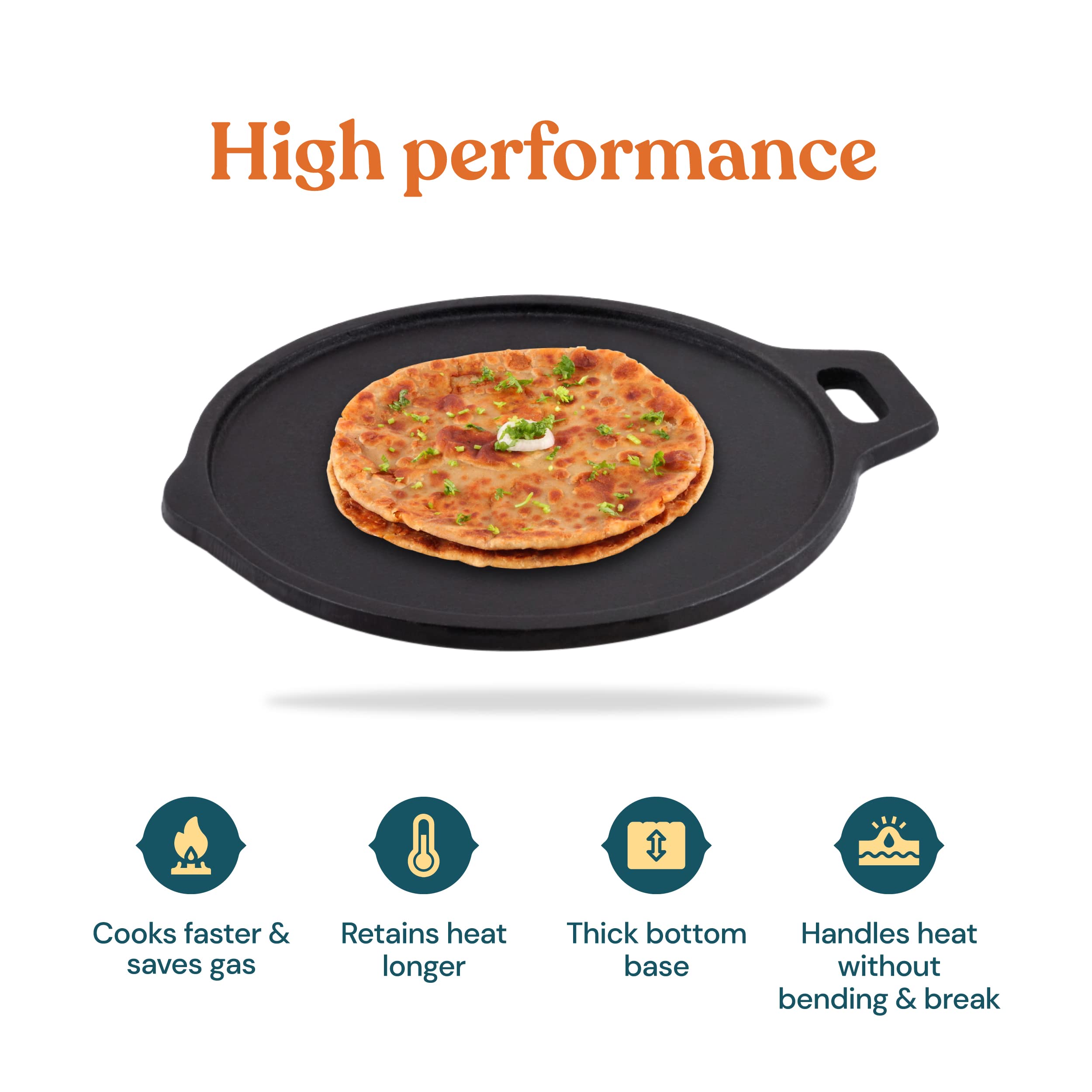Bhagya Cast Iron Cookware, Preseasoned Cast Iron Tawa For Dosa/Roti/Chappati On Gas And Induction | Naturally Non-Sticky Cookwar