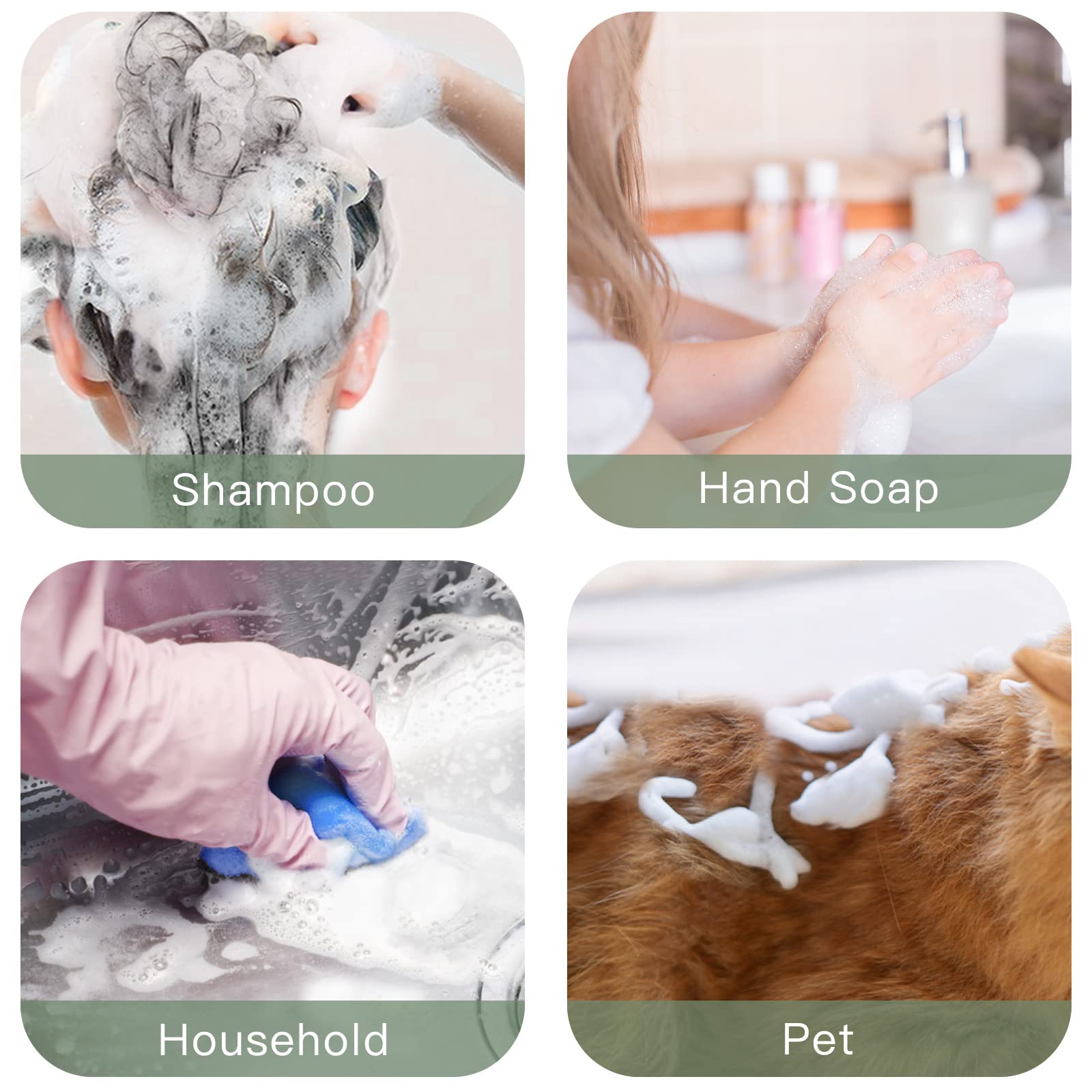 Tekson 3 Pcs Soap Foam Bottle (2 Oz), Empty Travel Foaming Lash Shampoo For Cleanser, Dispenser (Green)