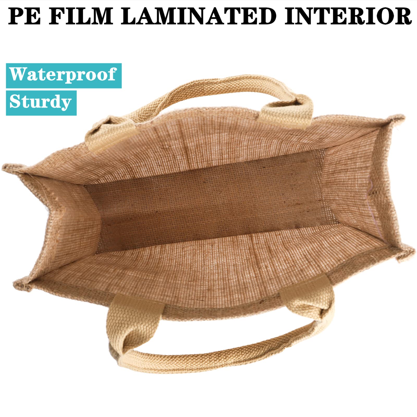 Deayou 8 Pack Jute Tote Bags With Handles, Jute Grocery Totes For Bridesmaid, Diy, Shopping, Pool, Wedding, 9.8''X11.8''X3.9''