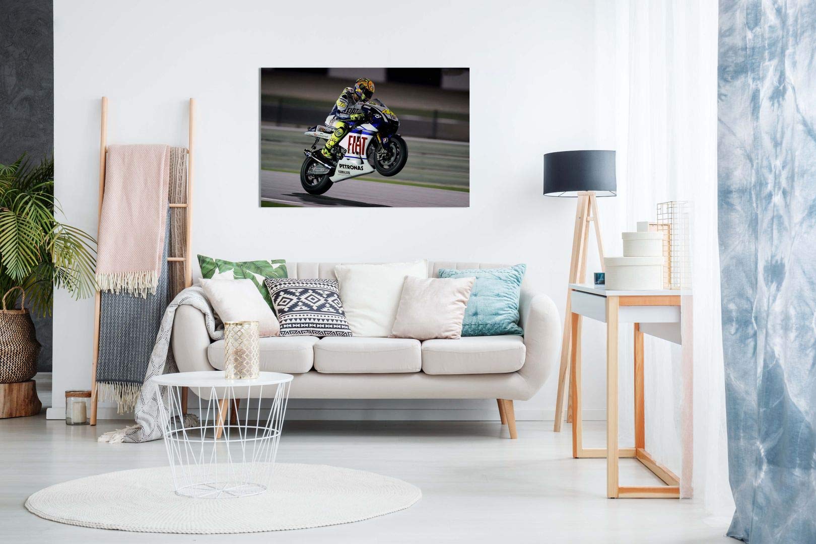 Valentino Rossi Moto Gp Canvas Wall Art Picture Print (18X12In)