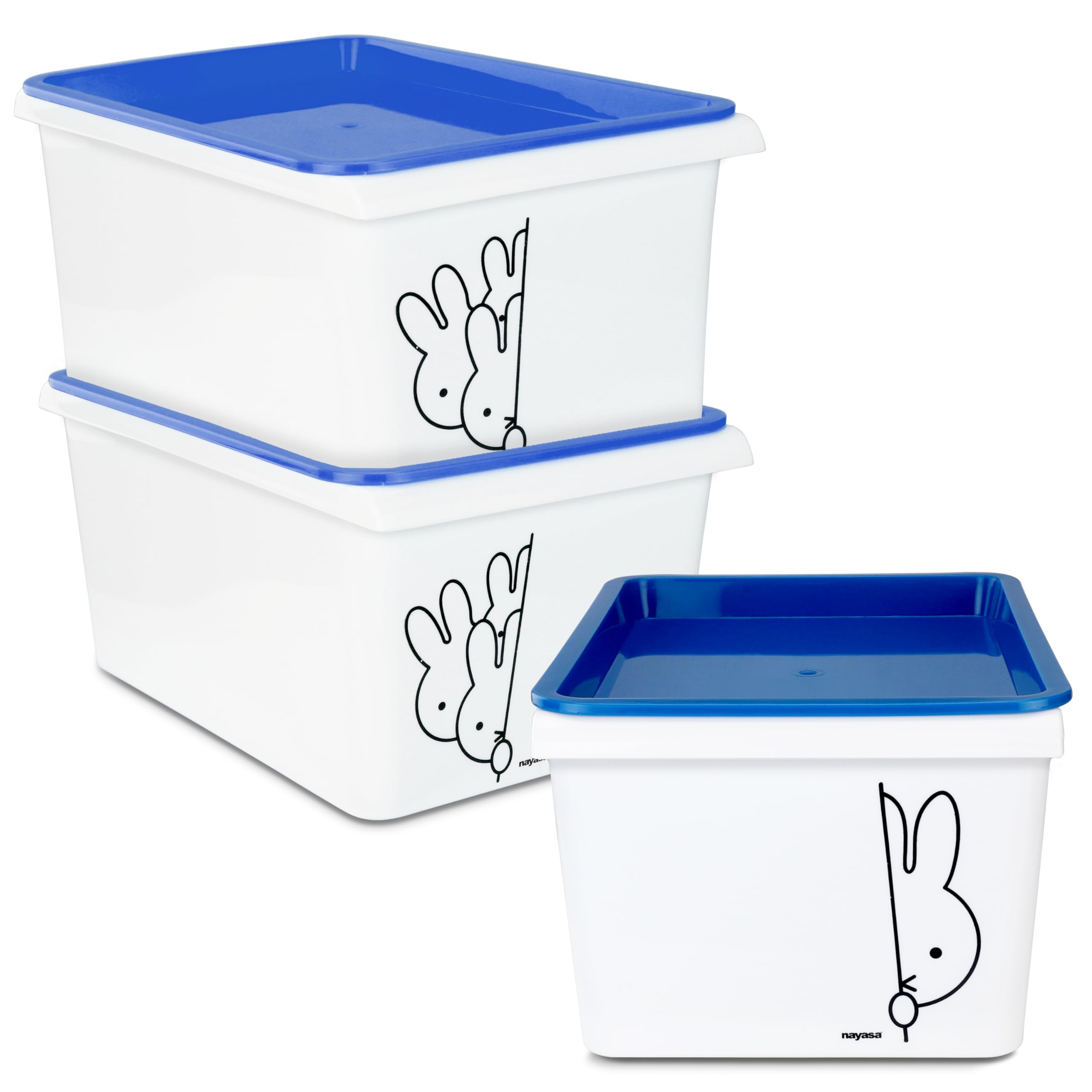 Nayasa Lego Print Stack N Store 5 Litres Multipurpose Storage Container With Lid - Set Of 3 | Blue