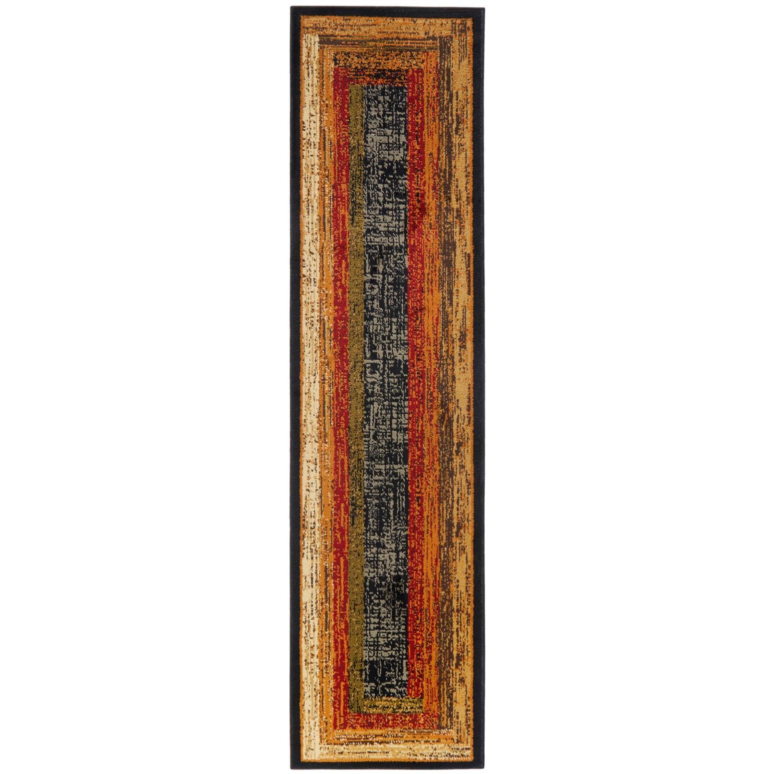 Home Dynamix Royalty Vega Contemporary Geometric Runner Area Rug, Black/Brown, 19x72
