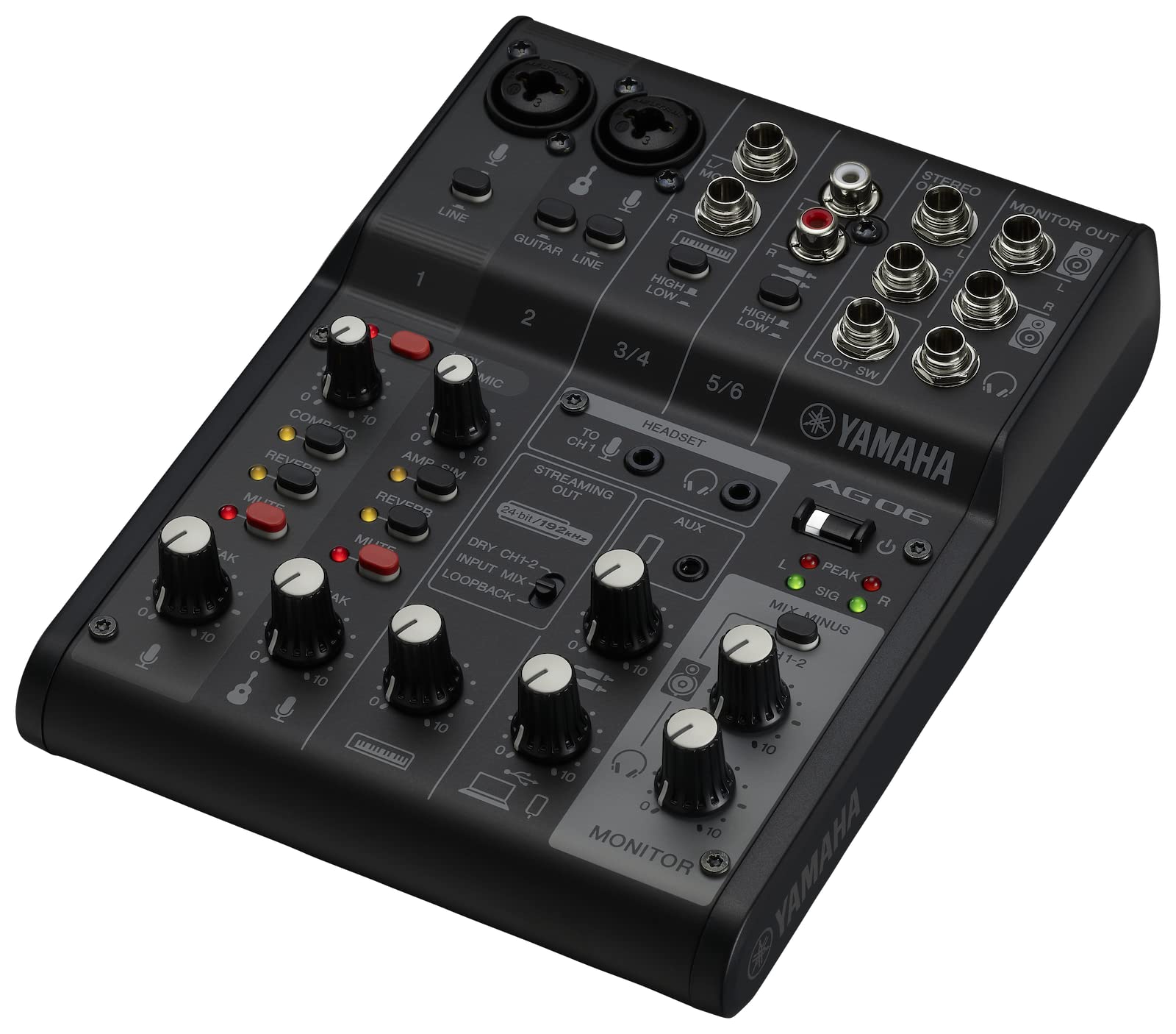 Yamaha Ag06Mk2 Black 6-Channel Live Streaming Loopback Mixerusb Interface With Steinberg Software Suite
