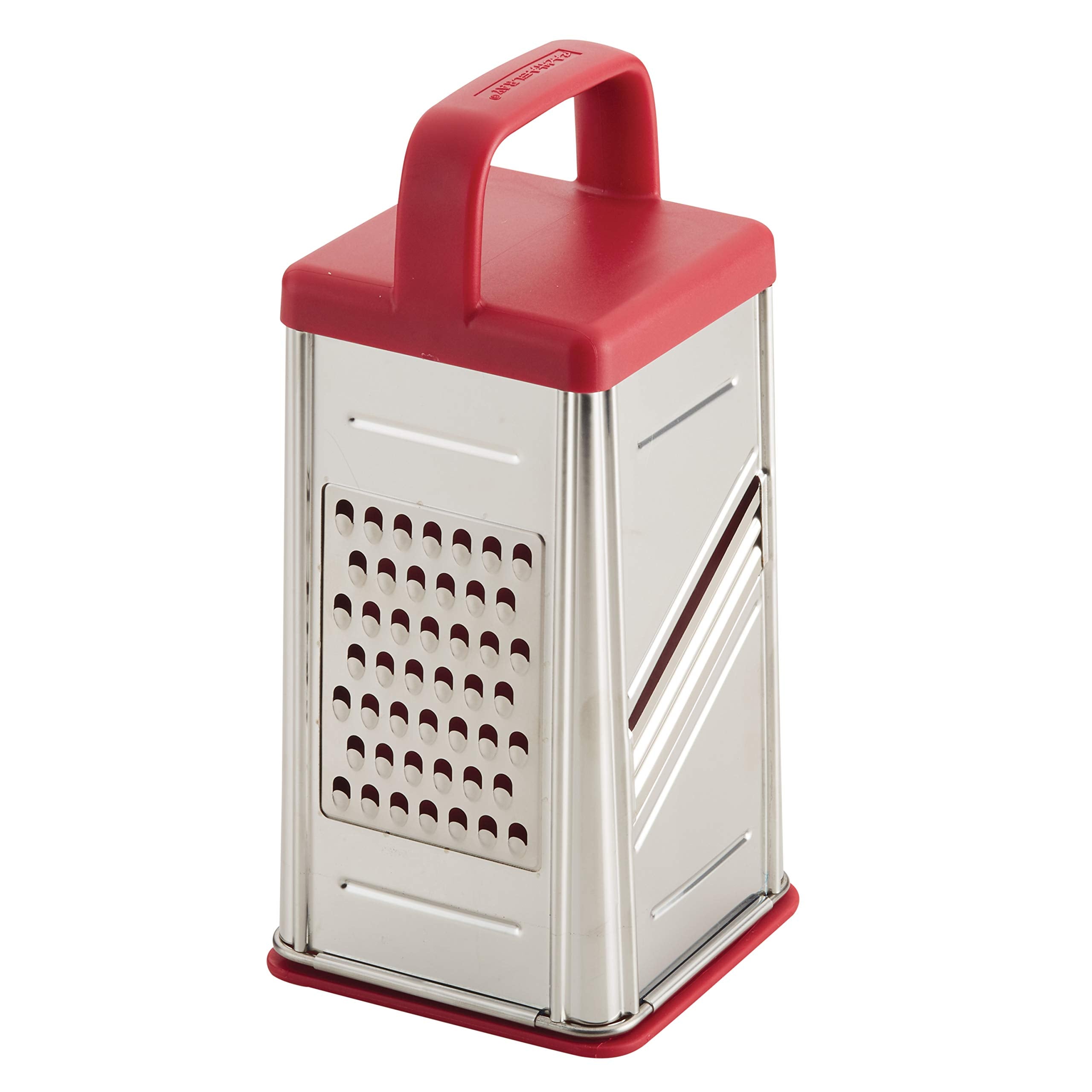 Rachael Ray Tools And Gadgets Stainless Steel Box Grater For Vegetables, Chocolate, Hard Cheeses, And More, Red(9.43 X 8.84 X 8.