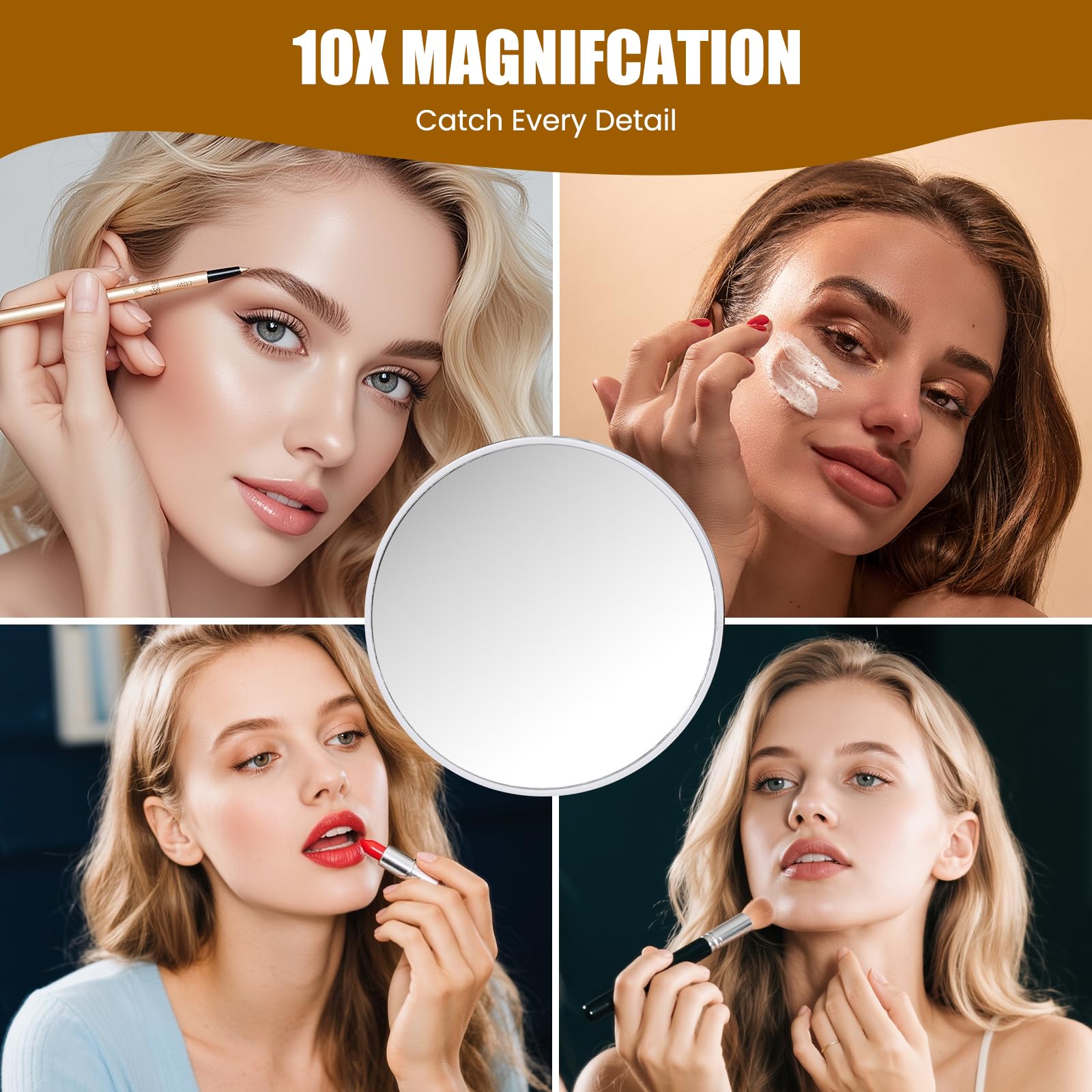Vanity Mirror with Lights, 14  12 LED Makeup Mirror, HD Professional Mirror, 10X Magnification, Smart Touch with 3-Color Lightin