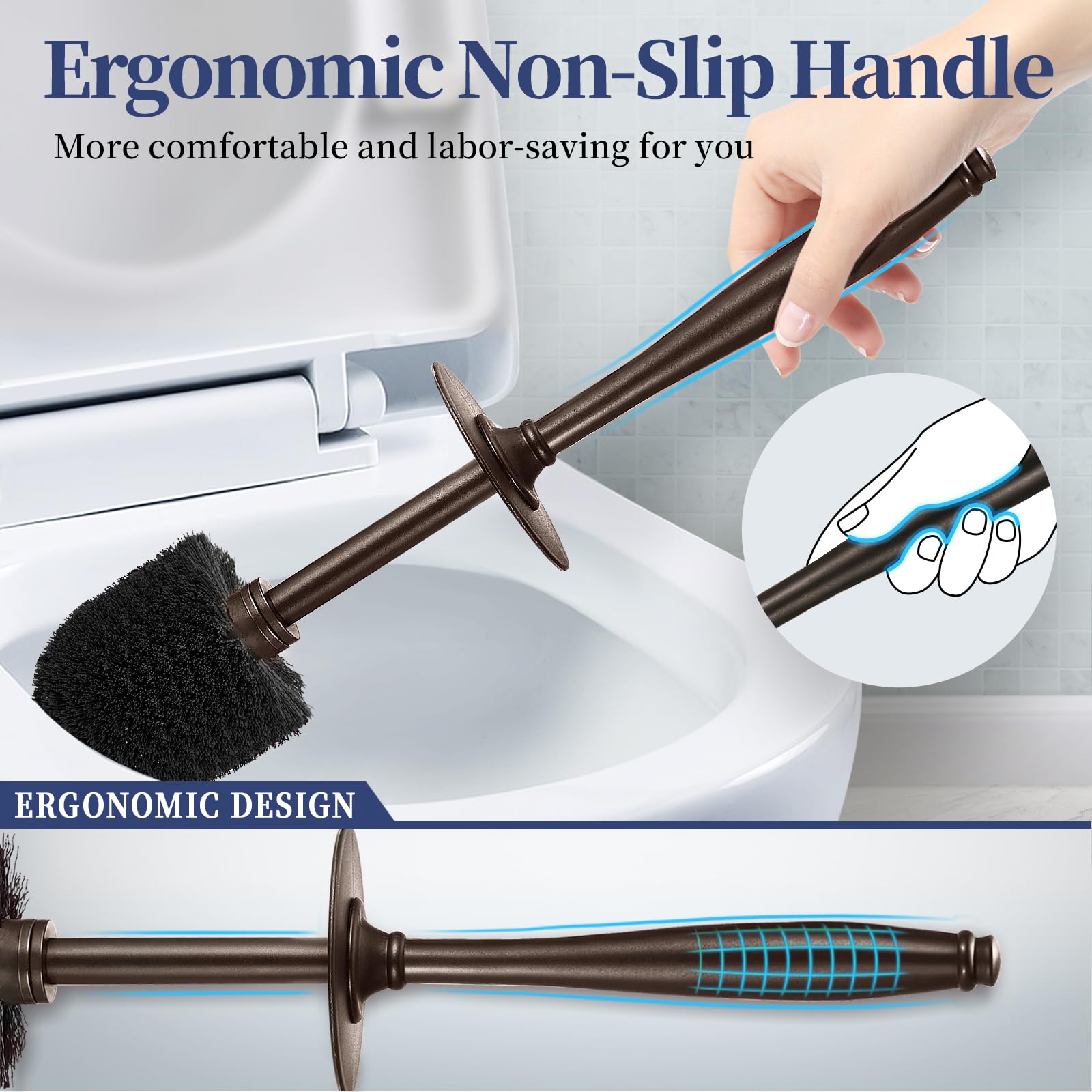 Toilet Bowl Brush Holder Set: 2 Pack Modern Deep Cleaning Bathroom Toilet Scrubber With Caddy For Rv - Rim Decorative Accessorie