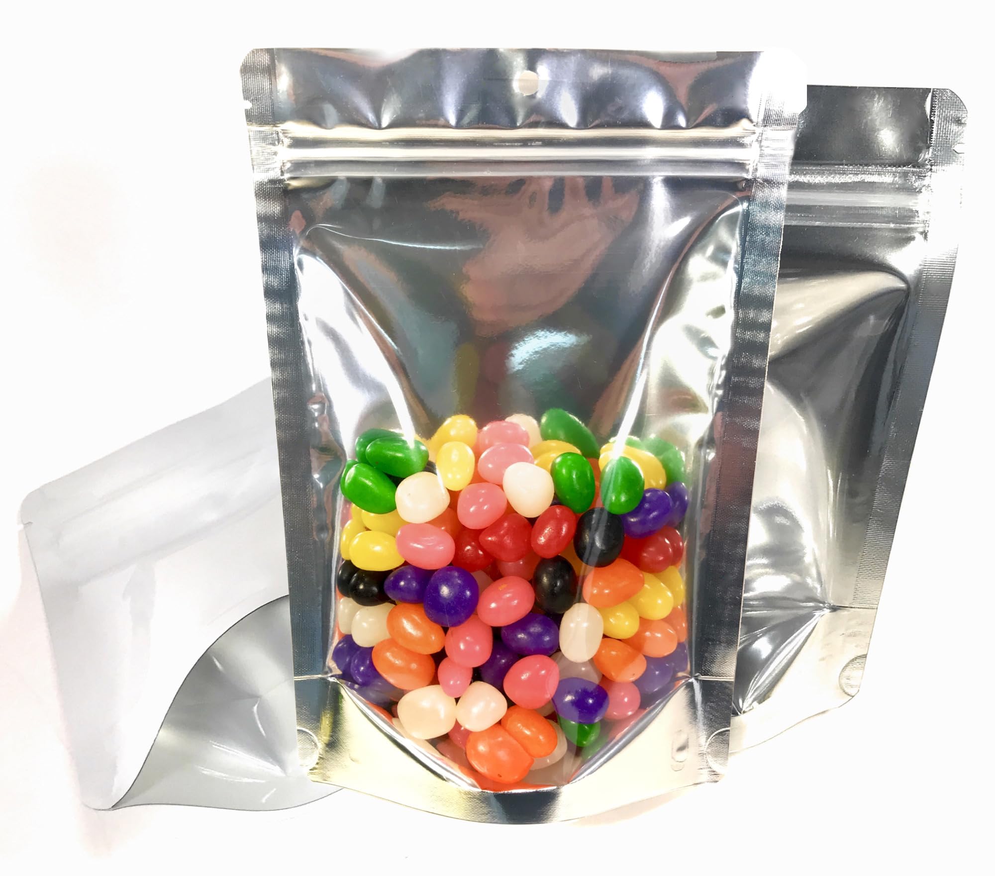 Smell Proof Mylar Food Storage Bag (50 Pack) 1 Ounce Clear Front Heavy Duty Ziplock 6X9X3 Inch Stand Up Leak Proof Foil Pouch W