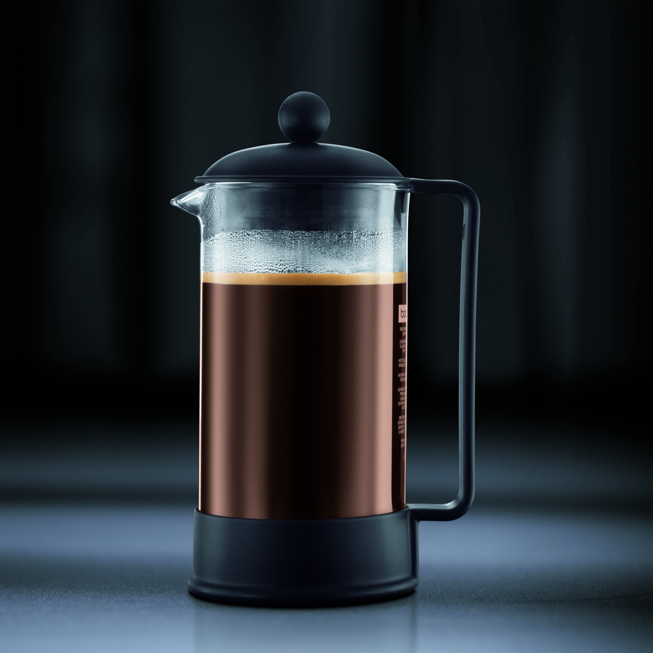 Bodum 12 Oz Brazil French Press Coffee Maker, High-Heat Borosilicate Glass, Black - Made In Portugal