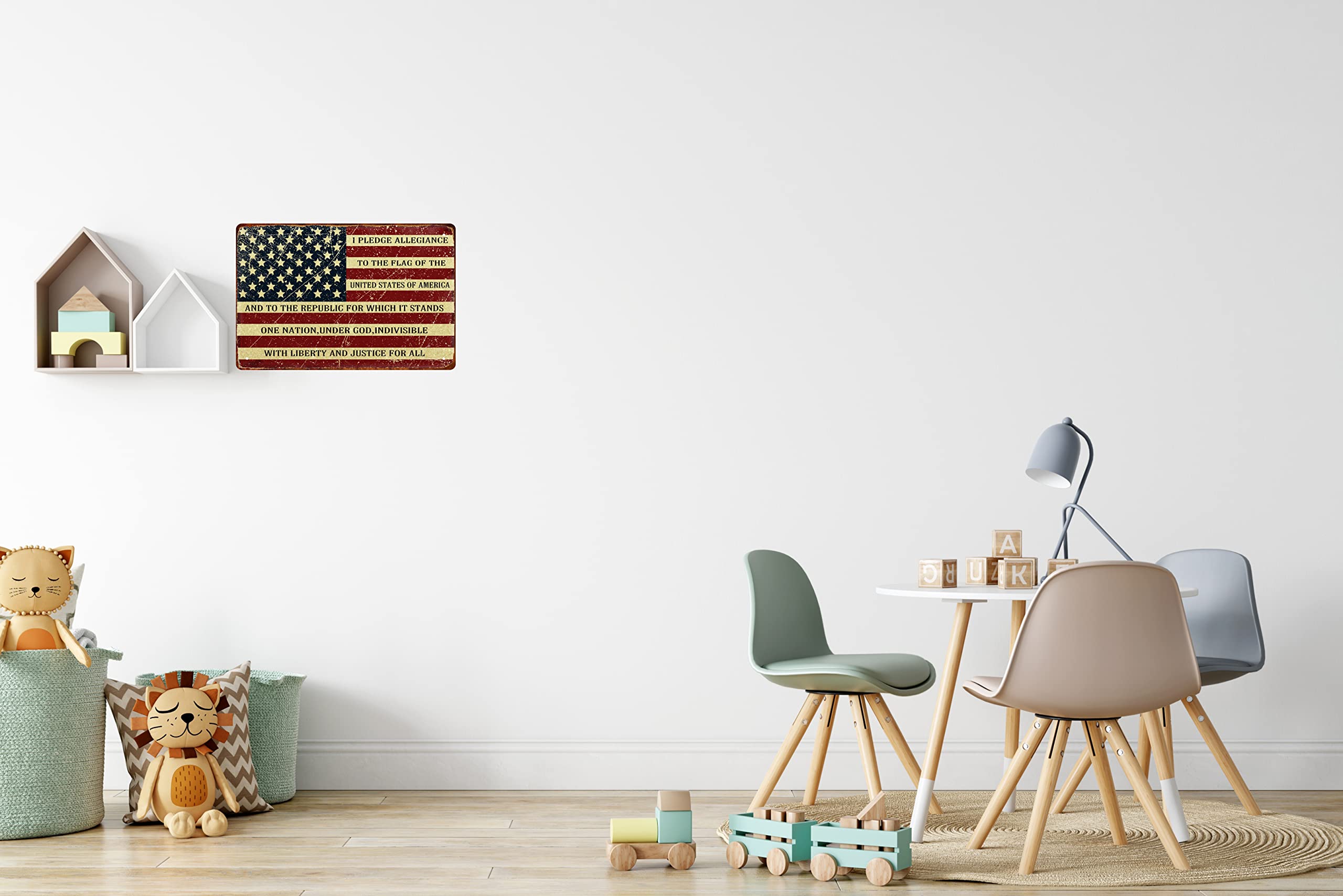 Retro Metal Sign Vintage Tin Sign I Pledge Allegiance To The Flag Of The United States Of America Sign For Plaque Poster Cafe Ba