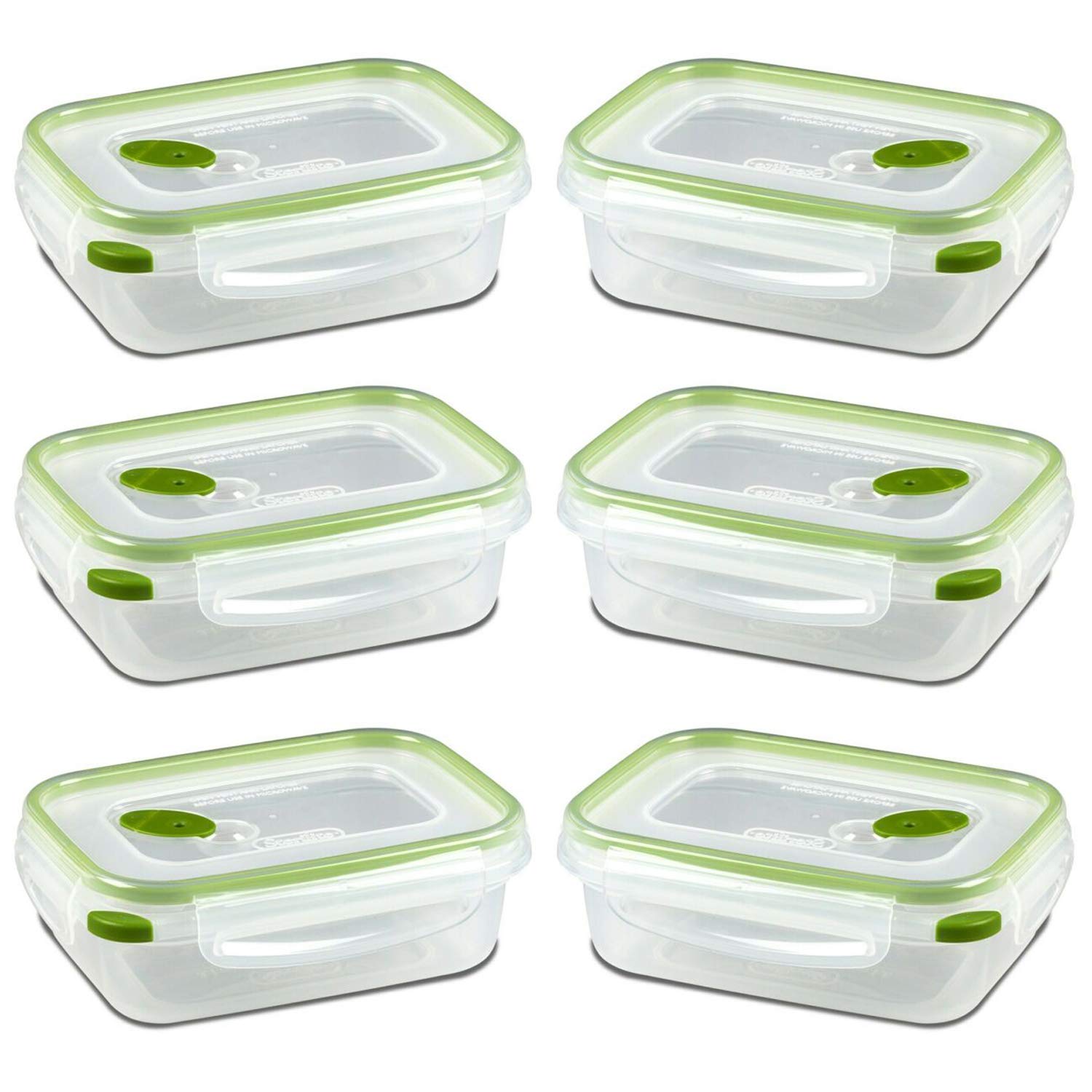 Sterilite 0311 Ultra Seal 3.1 Cup Rectangle Food Storage Container, Clear Green, See Through Lid & Base With New Leaf Accents