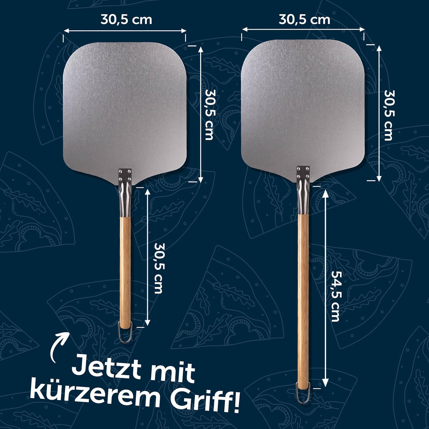 Blumtal Pizza Peel - Aluminium Paddle With Wooden Handle - Cuts - Pizza Peel Oven With A Surface Of 12'' X 12'' And Wooden Handl